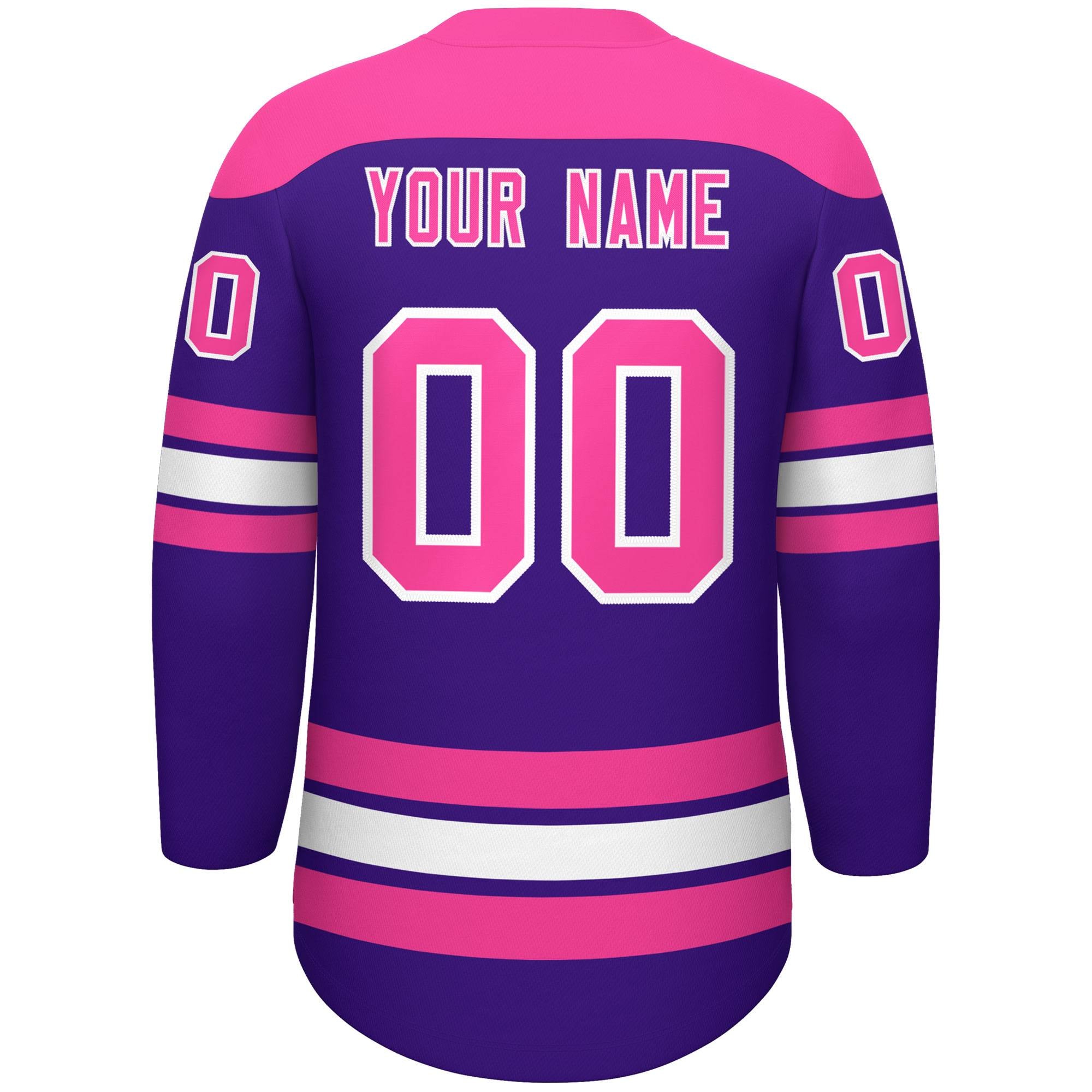 Custom Purple Pink White Personalized Classic Lace-Up Neck Hockey Jersey | KXKSHOP