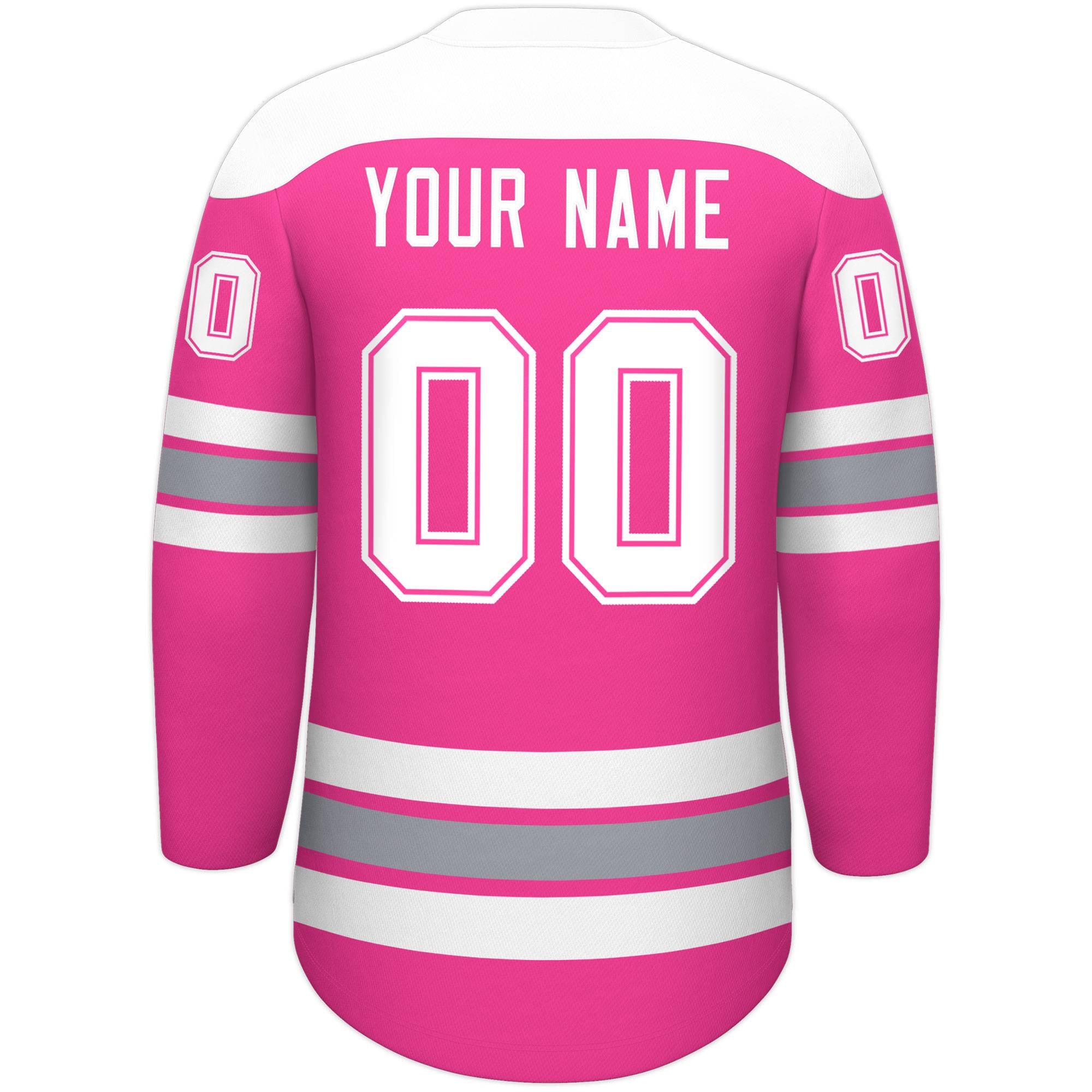 Custom Pink White Gray Personalized Classic Lace-Up Neck Hockey Jersey | KXKSHOP