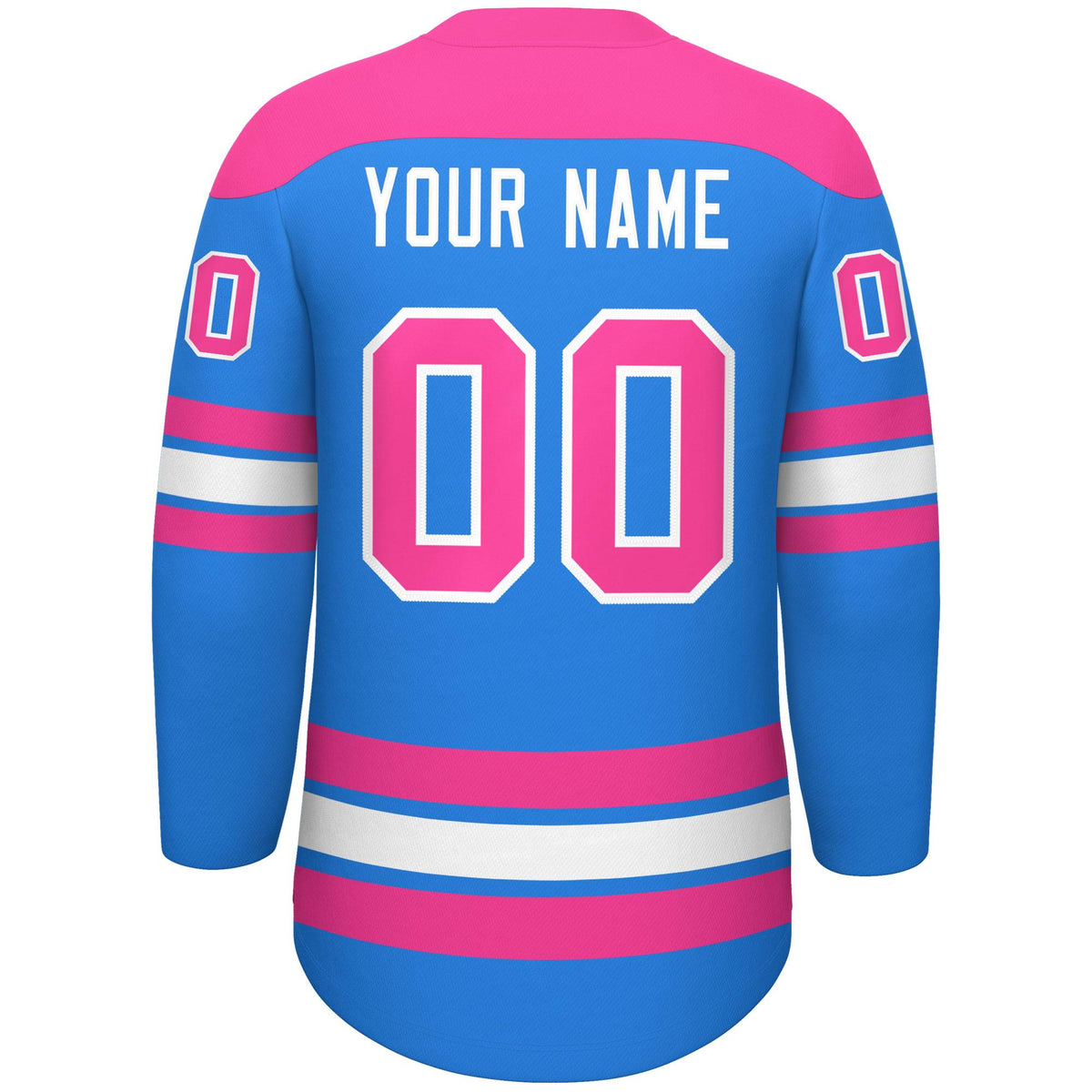 Custom Powder Blue Pink White Personalized Classic Lace-Up Neck Hockey Jersey | KXKSHOP
