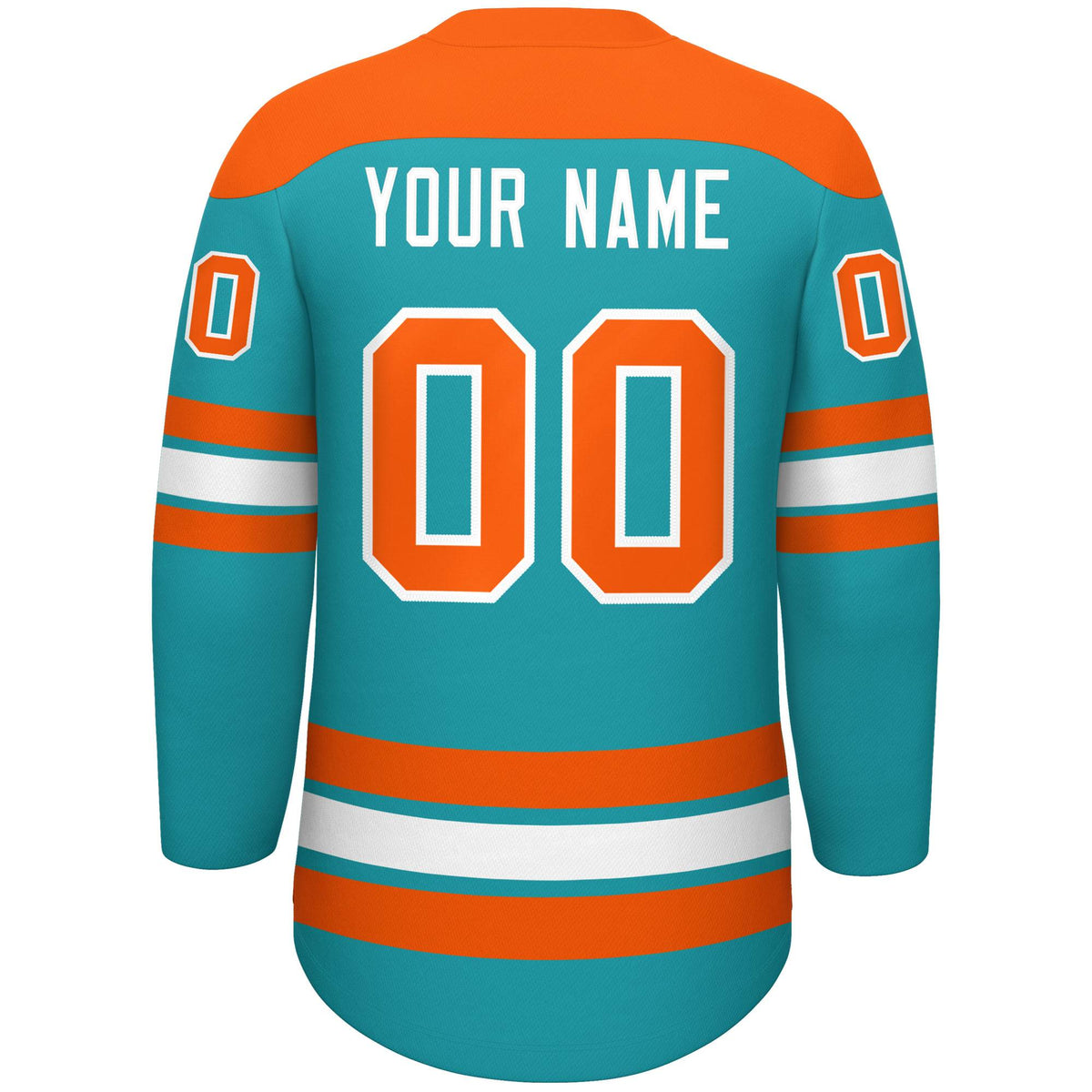 Custom Aqua Orange White Personalized Classic Lace-Up Neck Hockey Jersey | KXKSHOP