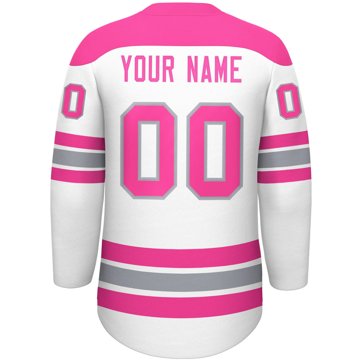 Custom White Pink Gray Personalized Classic Lace-Up Neck Hockey Jersey | KXKSHOP