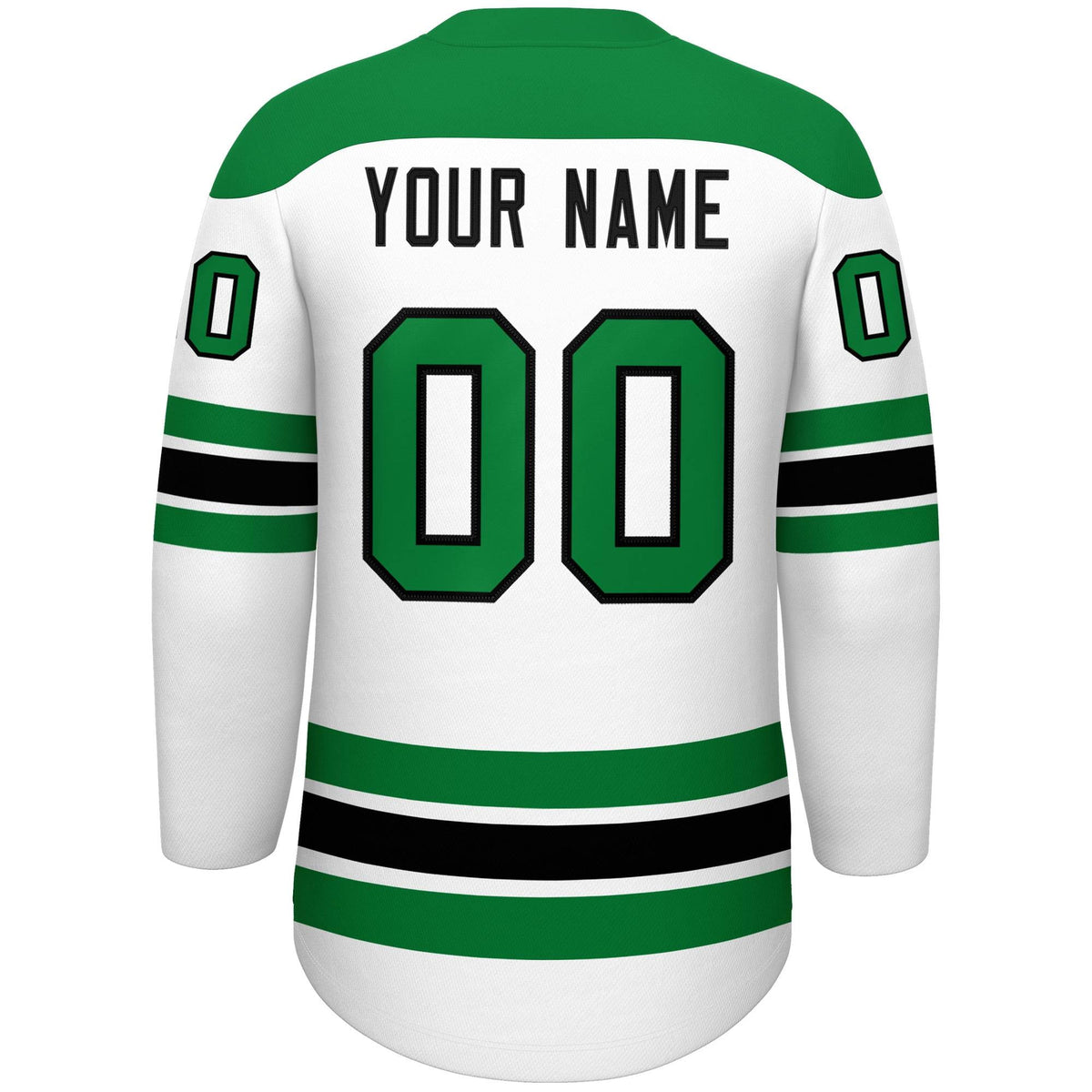 Custom White Kelly Green Black Personalized Classic Lace-Up Neck Hockey Jersey | KXKSHOP