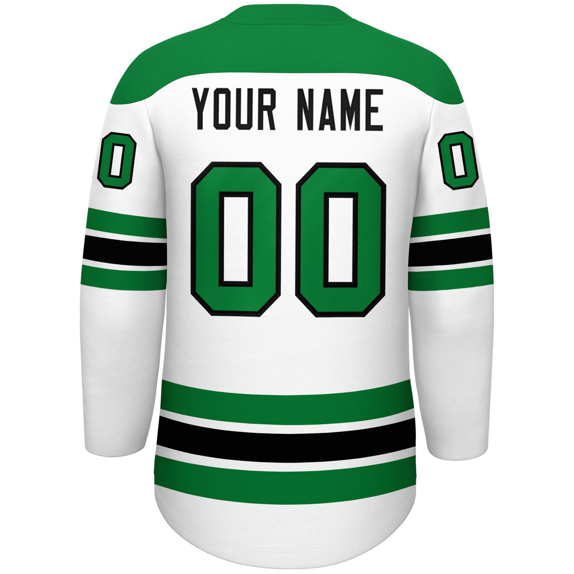 Custom White Kelly Green Black Personalized Classic Lace-Up Neck Hockey Jersey | KXKSHOP