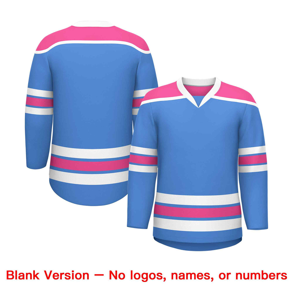 Custom Powder Blue Pink Ice Cream Helmet Pattern Personalized V-Neck Hockey Jersey