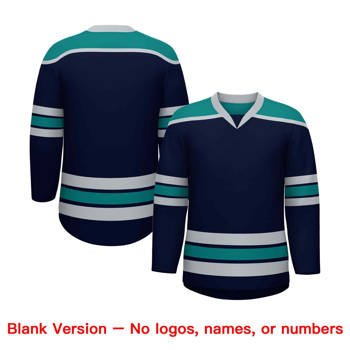 Custom Navy Teal Ice Cream Helmet Pattern Personalized V-Neck Hockey Jersey