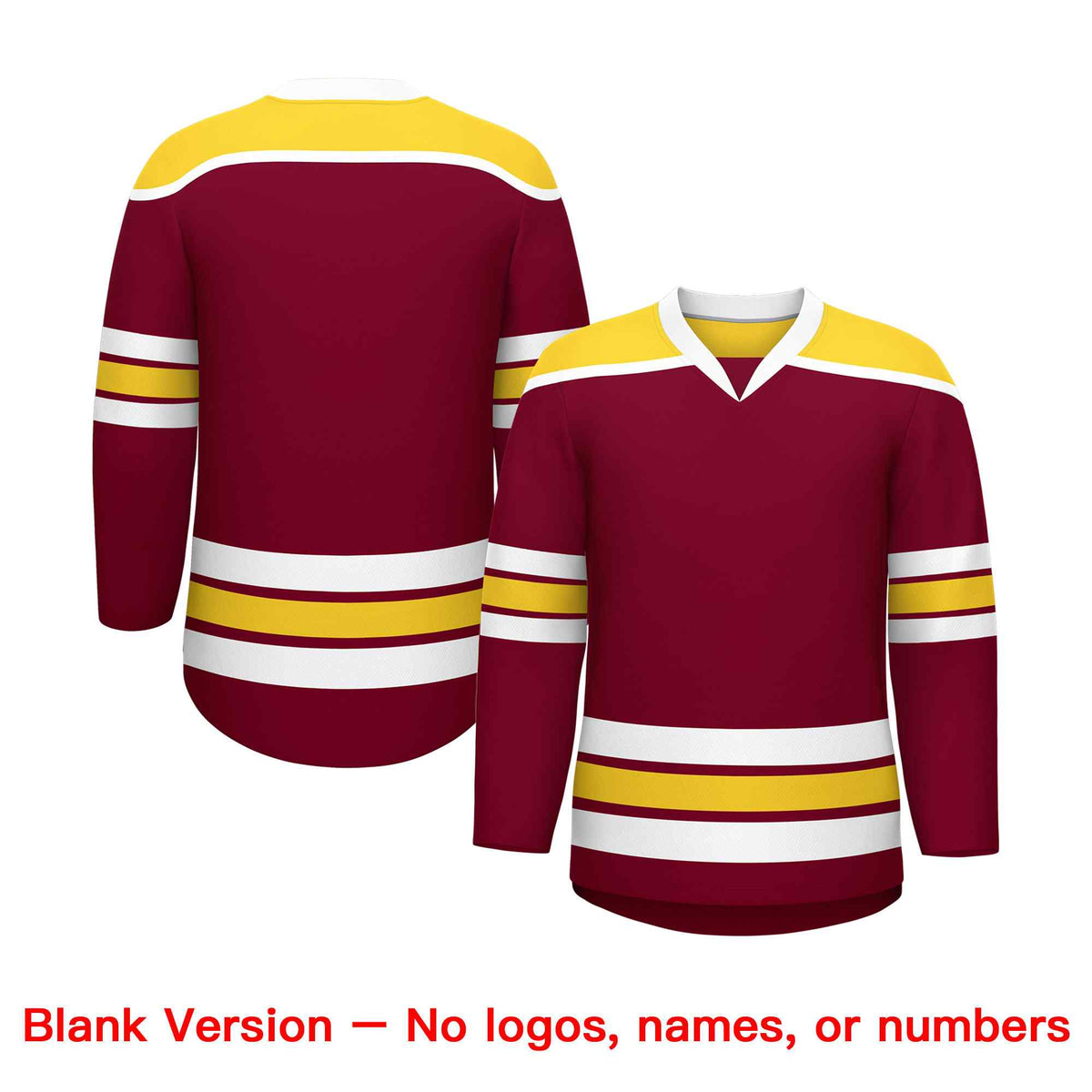 Custom Crimson Gold Ice Cream Helmet Pattern Personalized V-Neck Hockey Jersey
