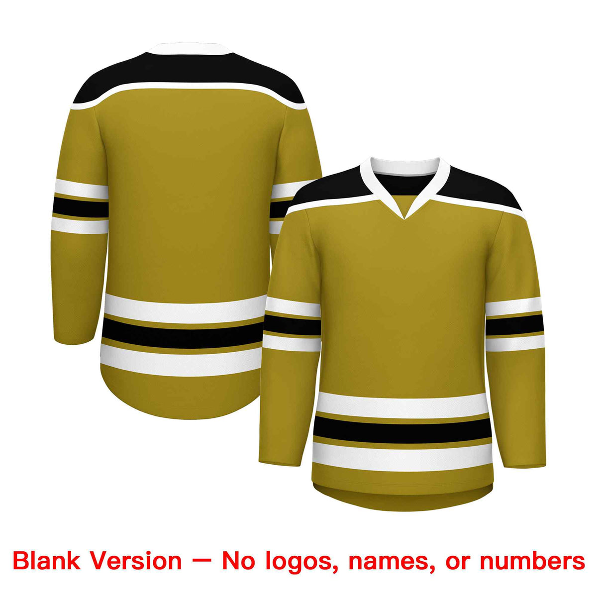 Custom Old Gold Black Ice Cream Helmet Pattern Personalized V-Neck Hockey Jersey