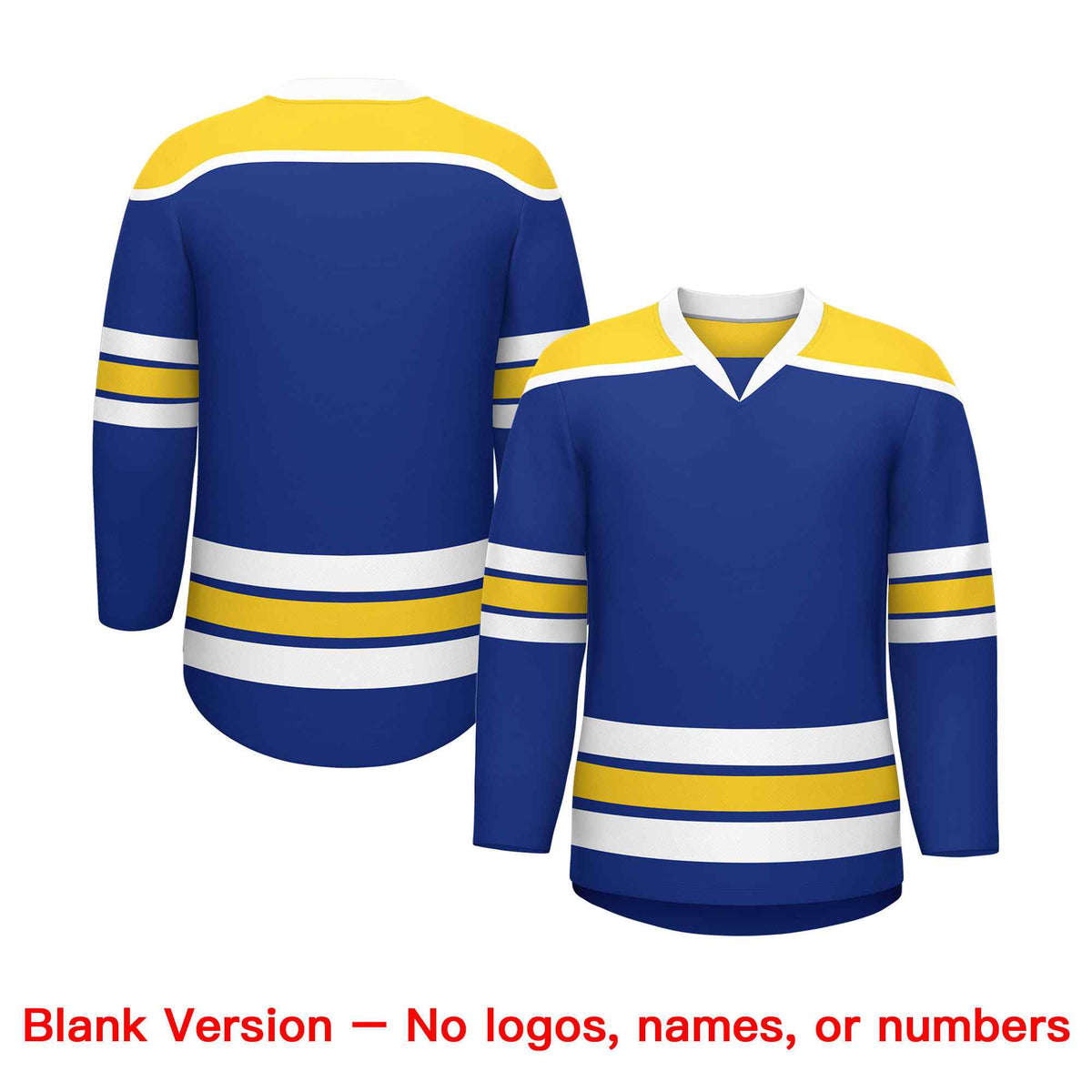 Custom Royal Blue Gold Ice Cream Helmet Pattern Personalized V-Neck Hockey Jersey| KXKSHOP