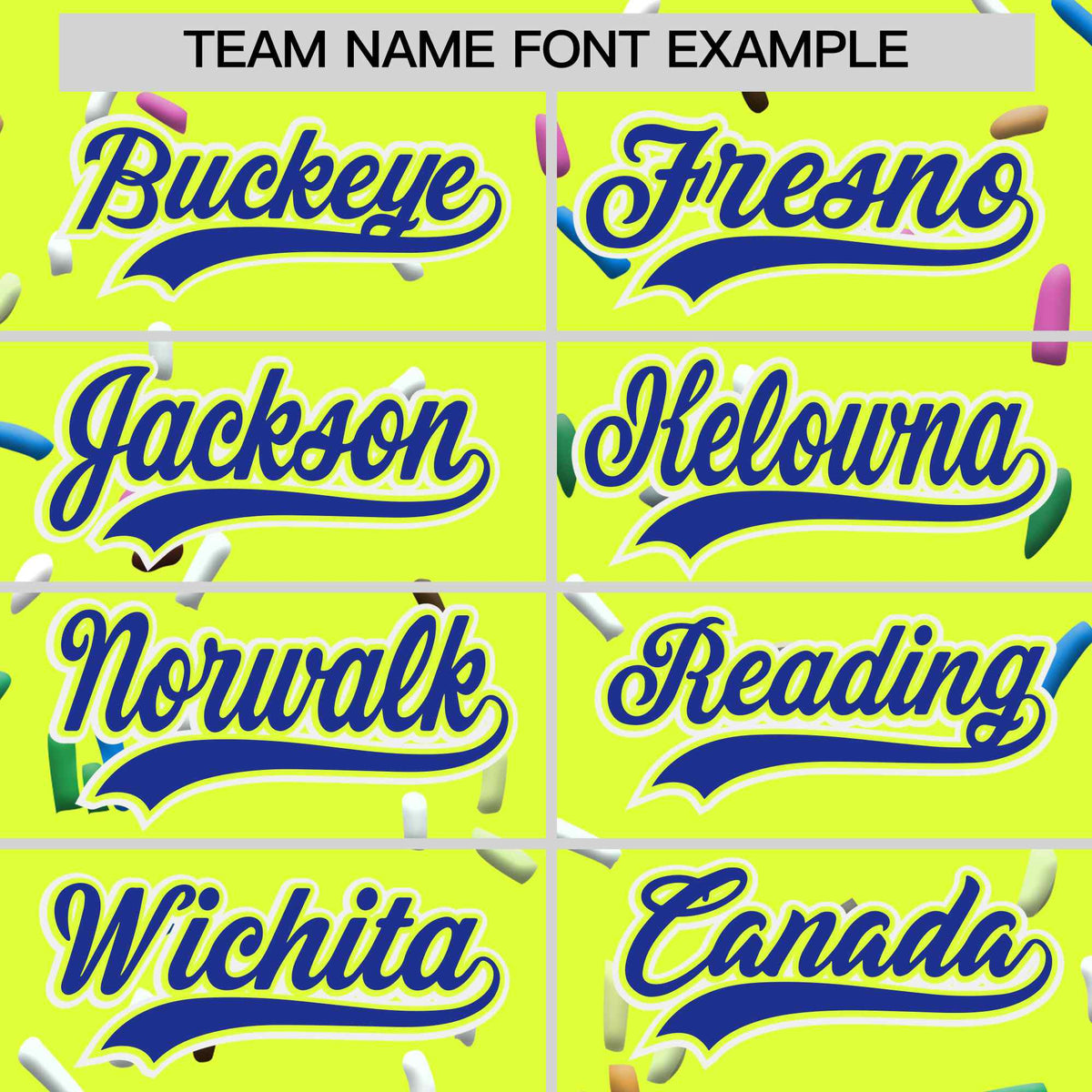 Custom Fluorescent Green Royal Blue Ice Cream Pattern Personalized V-Neck Hockey Jersey