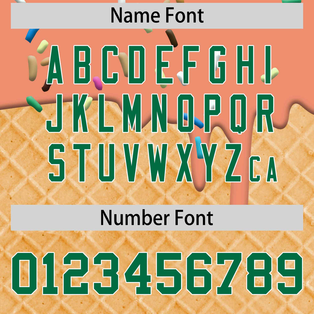 Custom Light Orange Kelly Green Ice Cream Pattern Personalized V-Neck Hockey Jersey