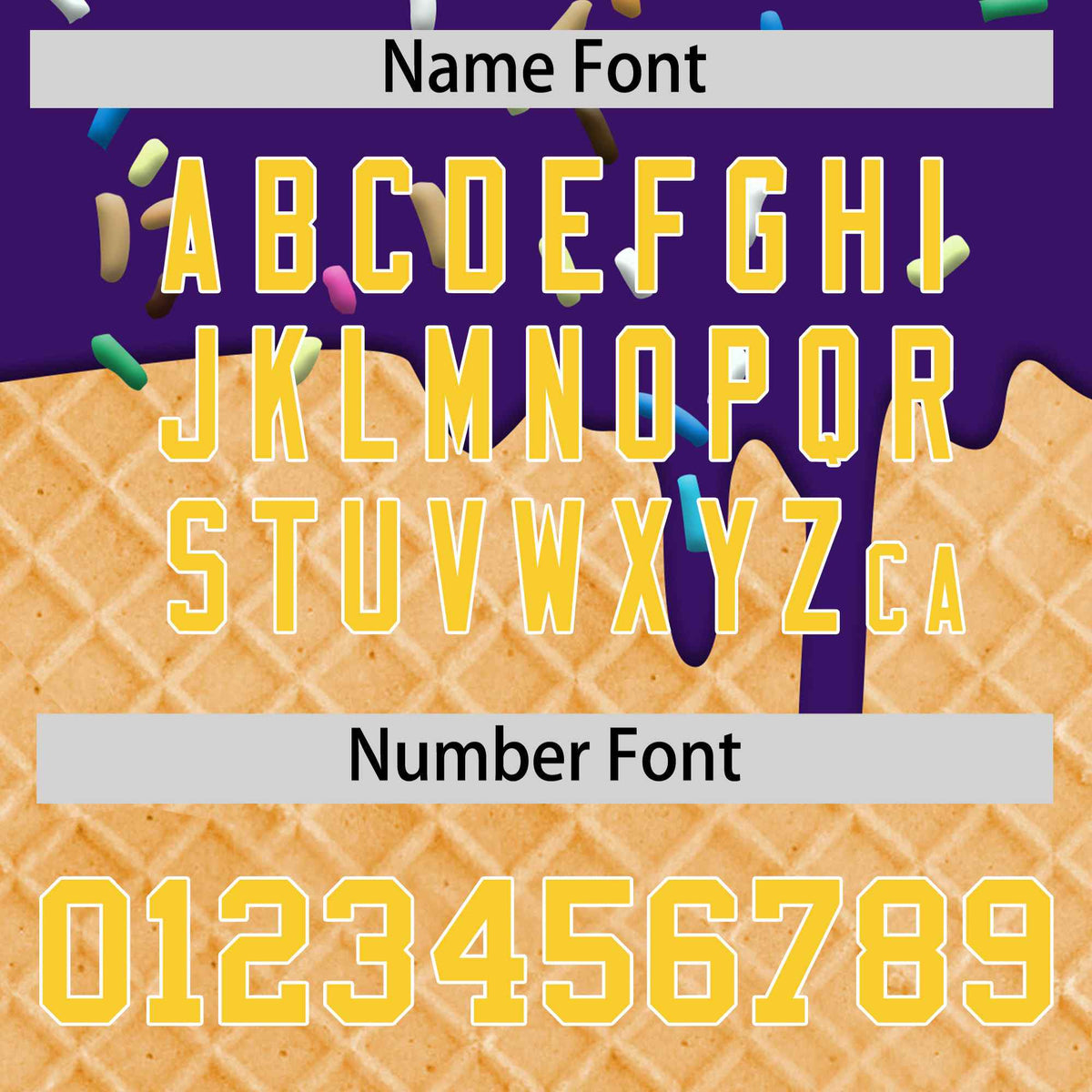 Custom Purple Gold Ice Cream Pattern Personalized V-Neck Hockey Jersey| KXKSHOP