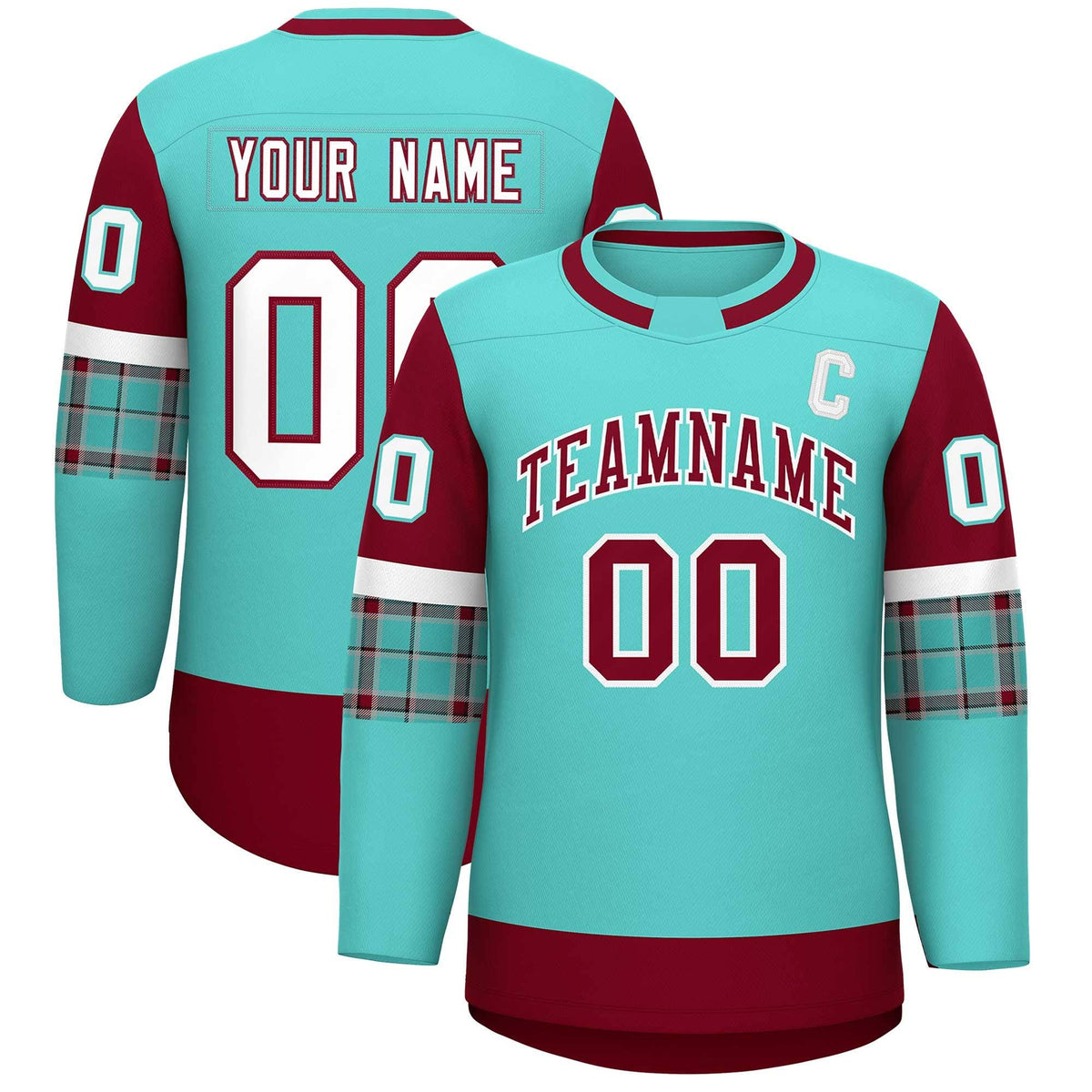 Custom Bright Green Crimson Personalized Raglan Sleeves Round-Neck Hockey Jersey | KXKSHOP