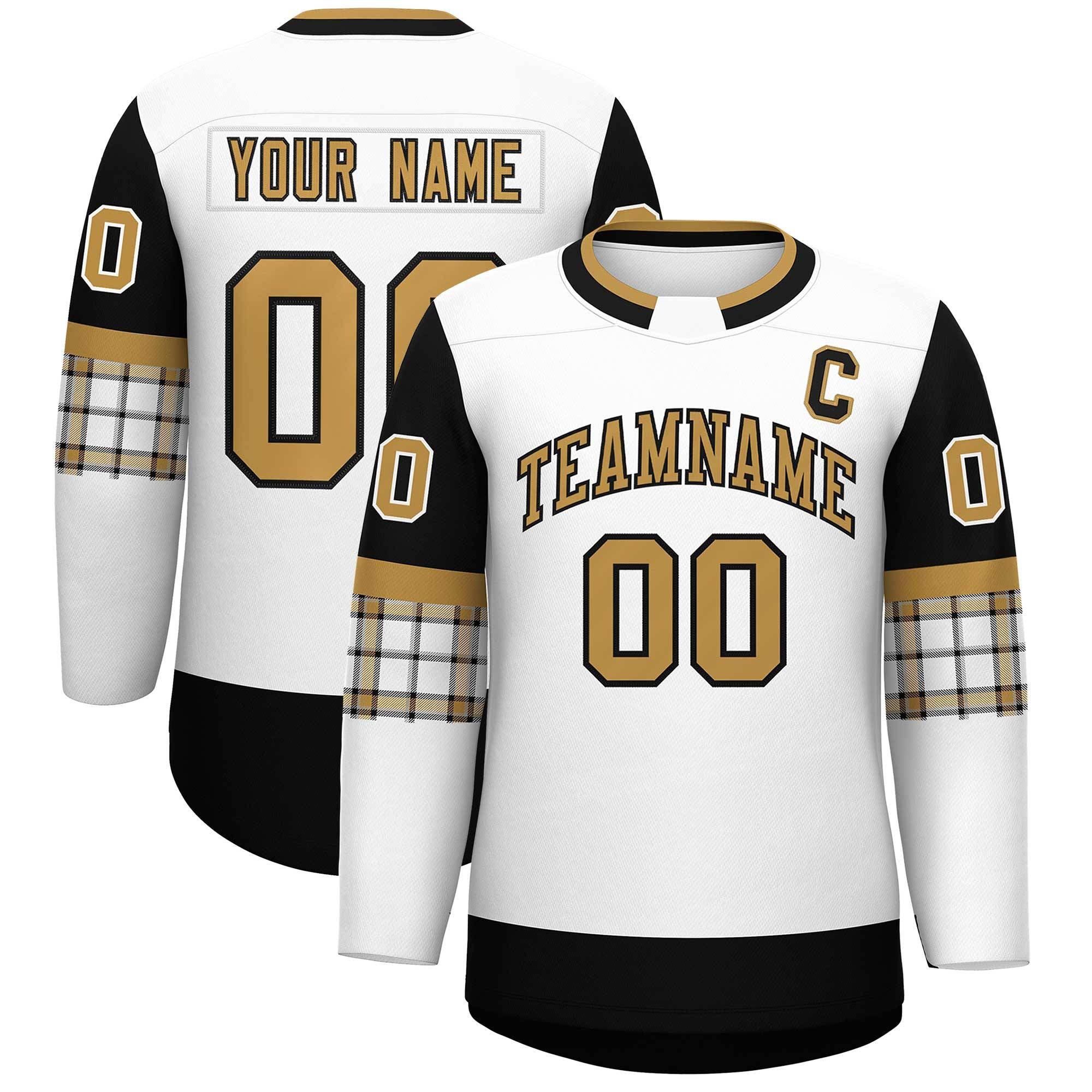 Custom White Black Personalized Raglan Sleeves Round-Neck Hockey Jersey | KXKSHOP