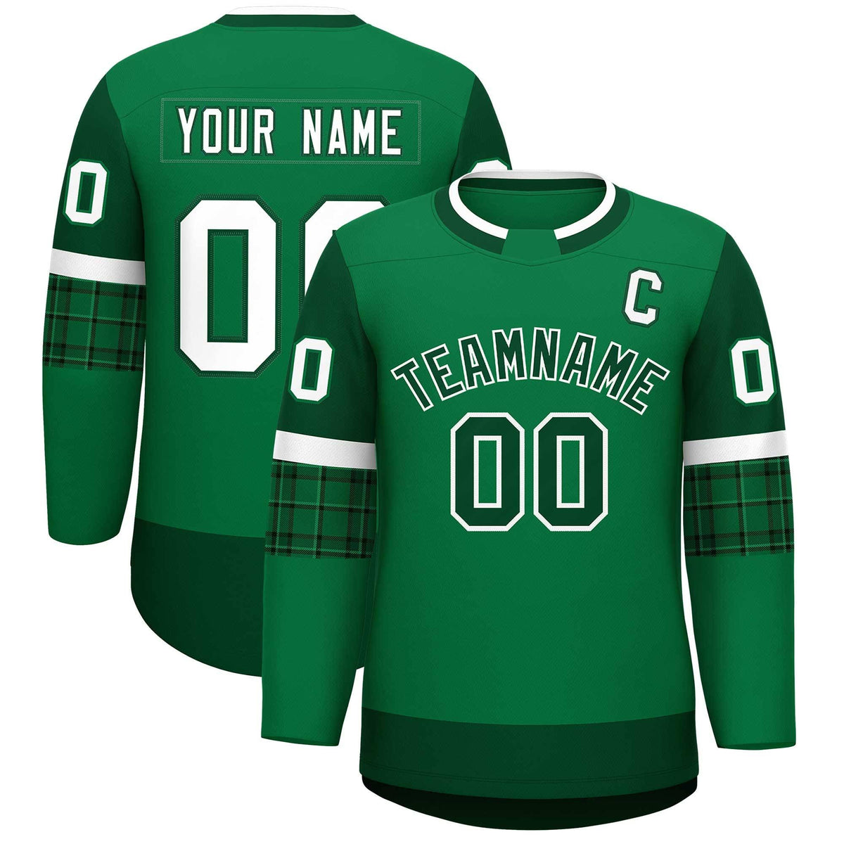 Custom Teal Green Personalized Raglan Sleeves Round-Neck Hockey Jersey | KXKSHOP