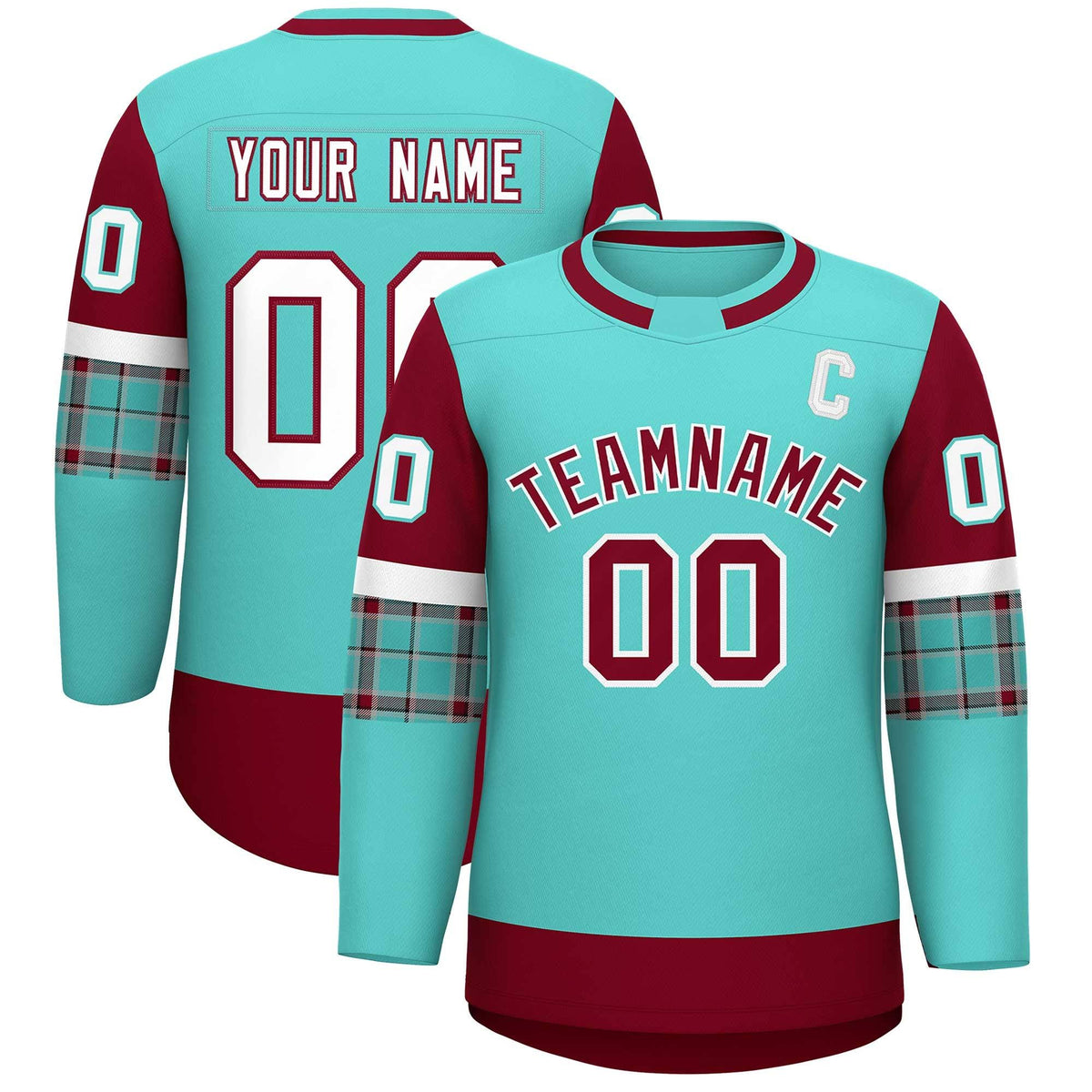 Custom Bright Green Crimson Personalized Raglan Sleeves Round-Neck Hockey Jersey | KXKSHOP