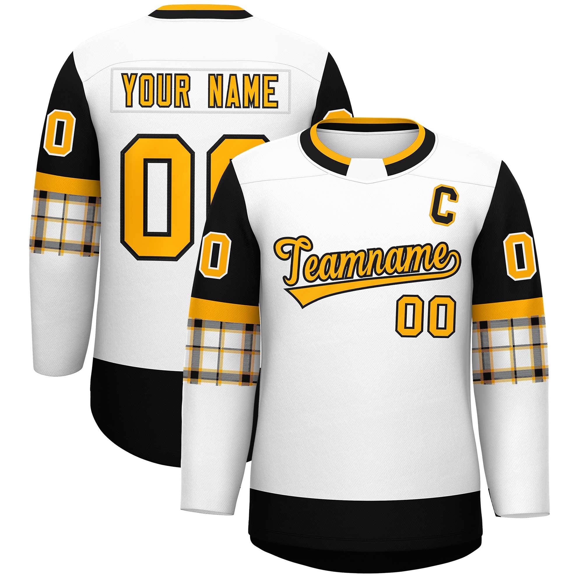 Custom White Black Personalized Raglan Sleeves Round-Neck Hockey Jersey | KXKSHOP