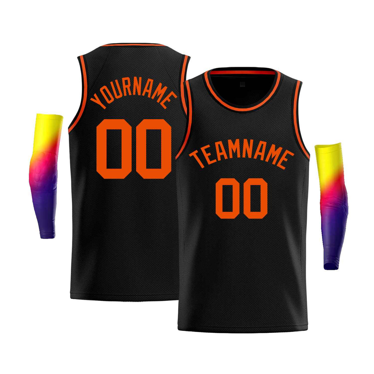 Custom Black Orange Classic Tops Men Casual Bull Basketball Jersey