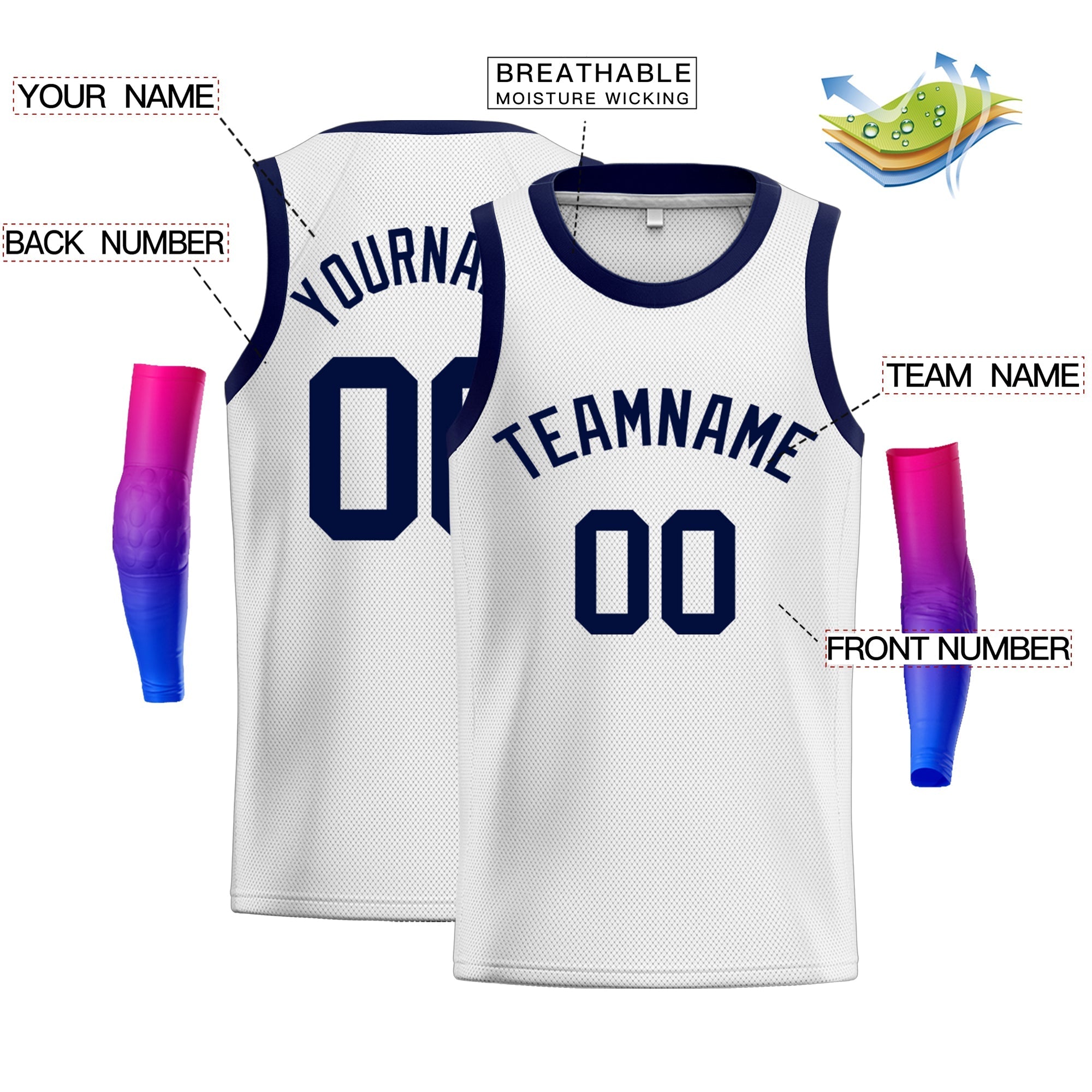Custom Neon Green White-Navy Classic kits Sports Uniform Basketball Jersey| KXKSHOP