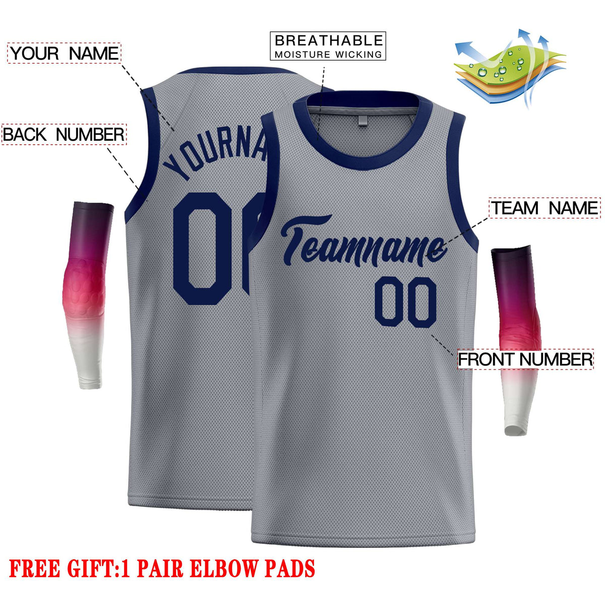 Custom Dark Gray Navy Classic Tops Casual Basketball Jersey