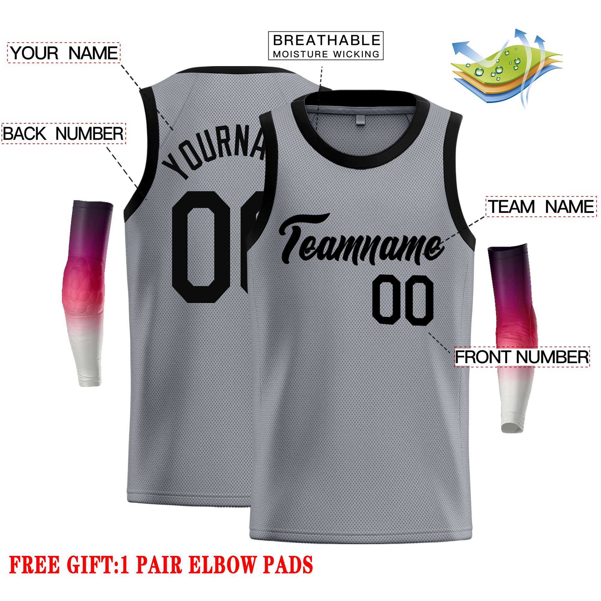 Custom Dark Gray Black Classic Tops Casual Basketball Jersey