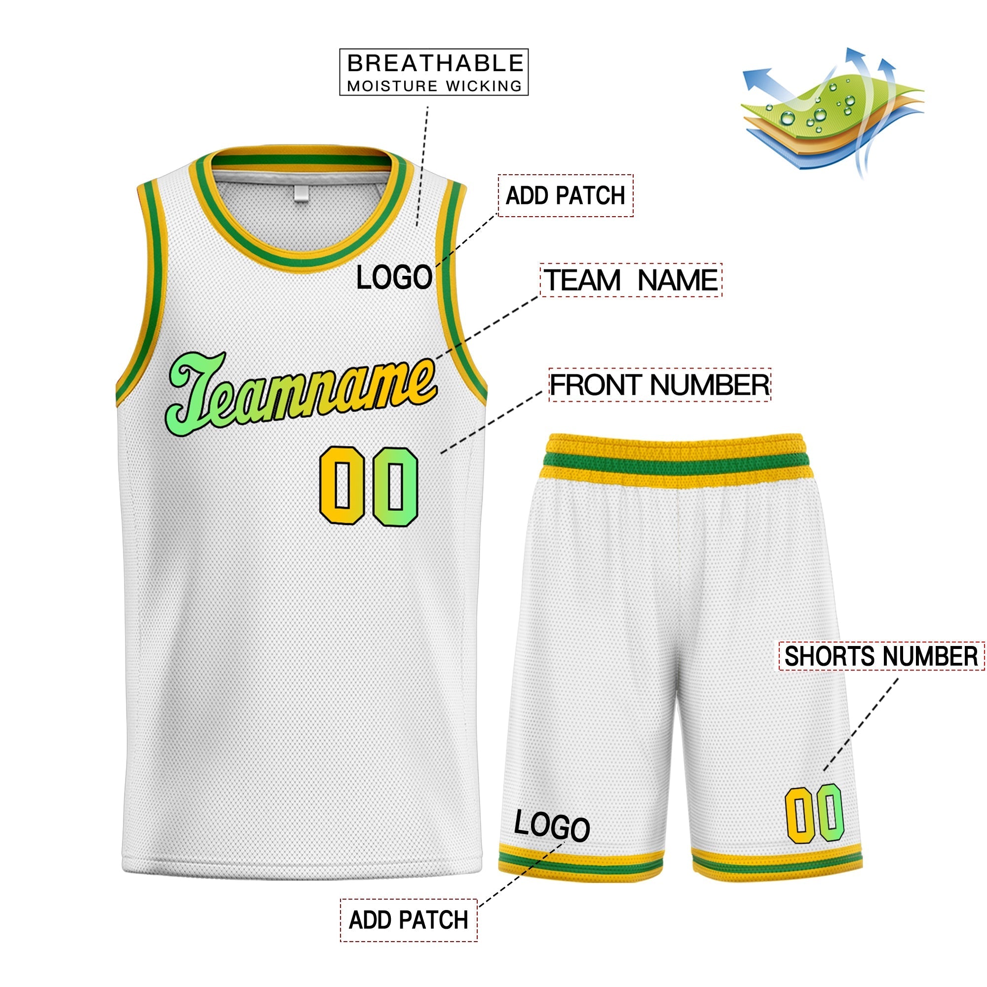 Custom Neon Green White-Navy Classic kits Sports Uniform Basketball Jersey| KXKSHOP