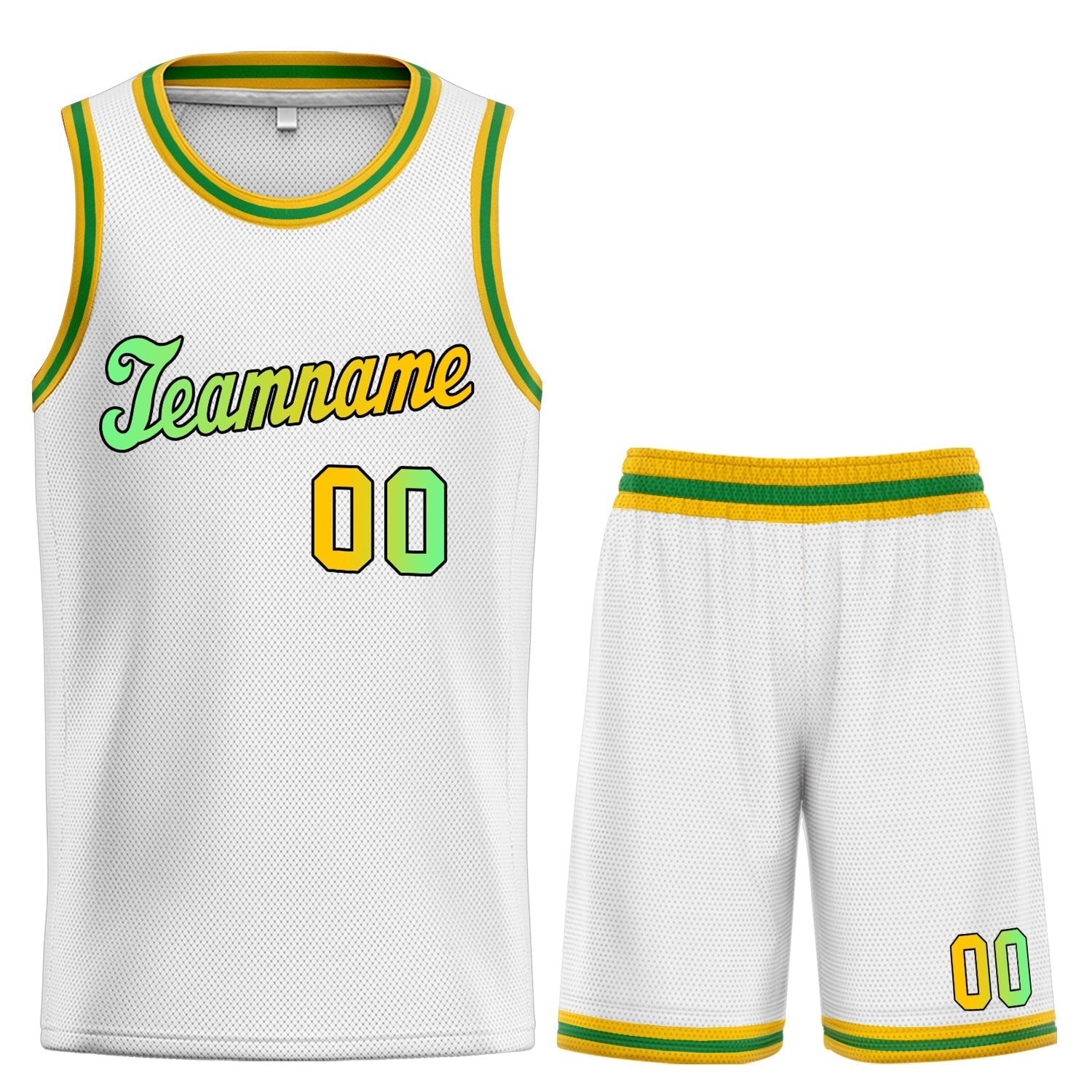 Custom White Green Gradient Fashion kits Basketball Jersey| KXKSHOP