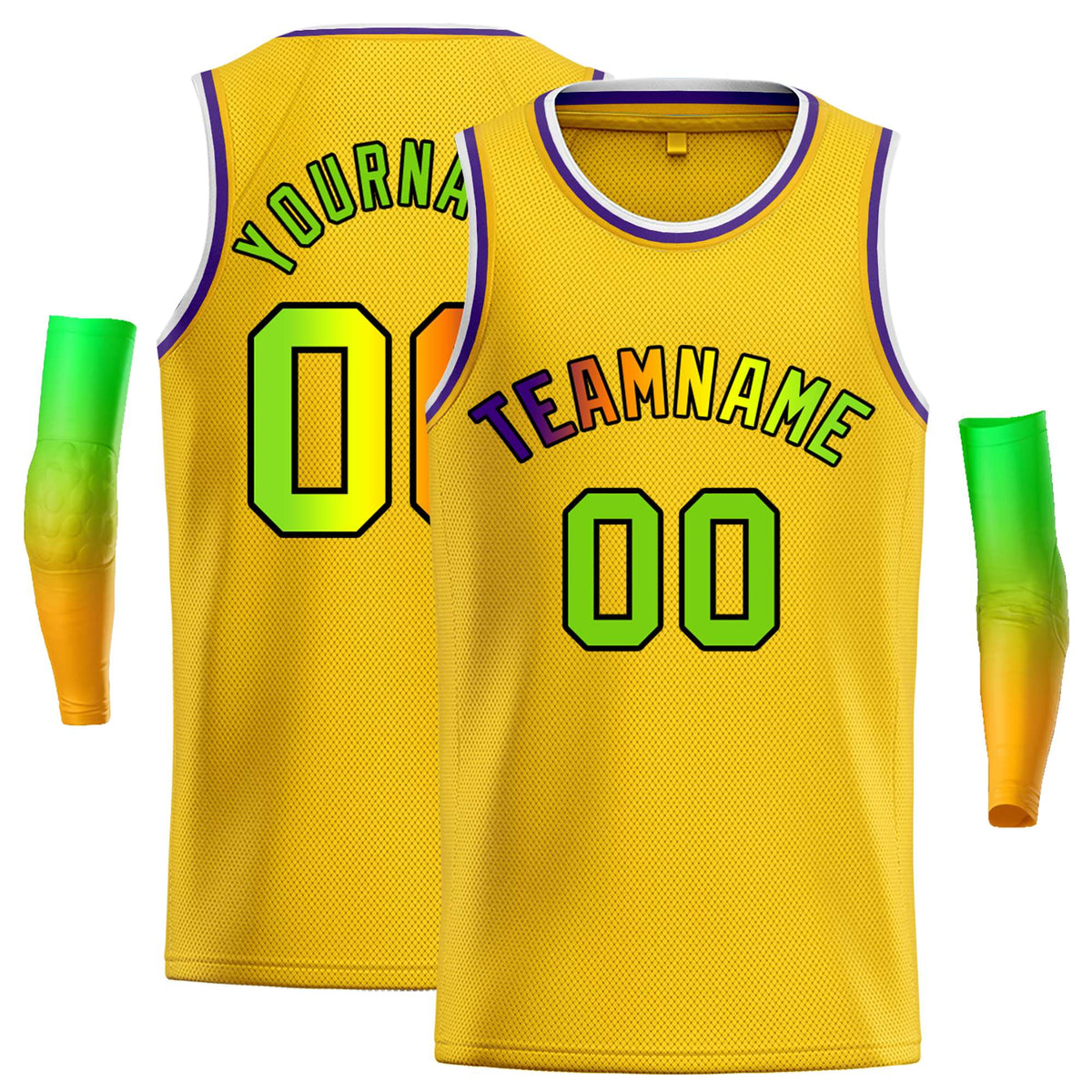 Custom Yellow Green-Black Classic Tops Casual Basketball Jersey