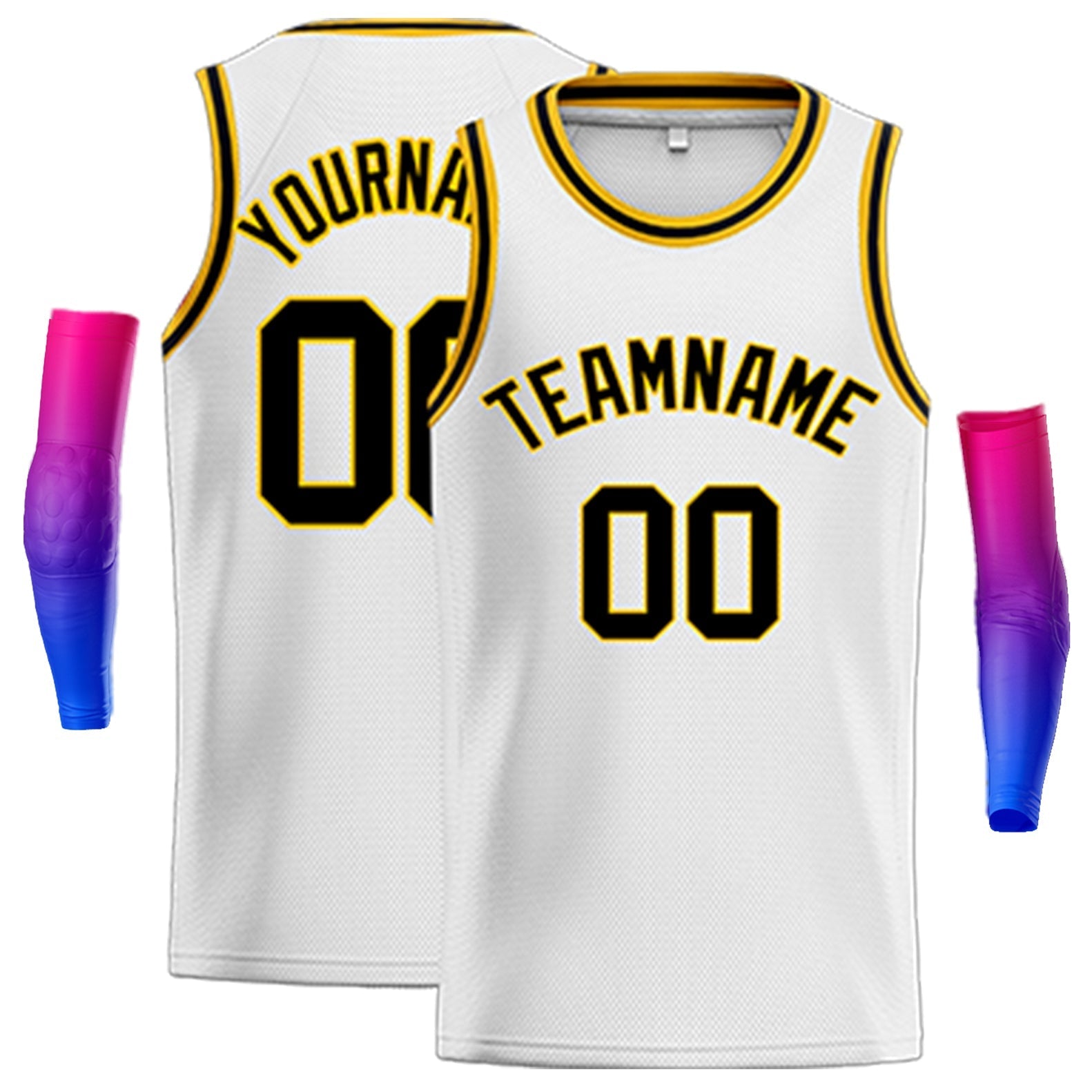 Custom White Black-Yellow Classic Tops Sport Game Basketball Jersey| KXKSHOP