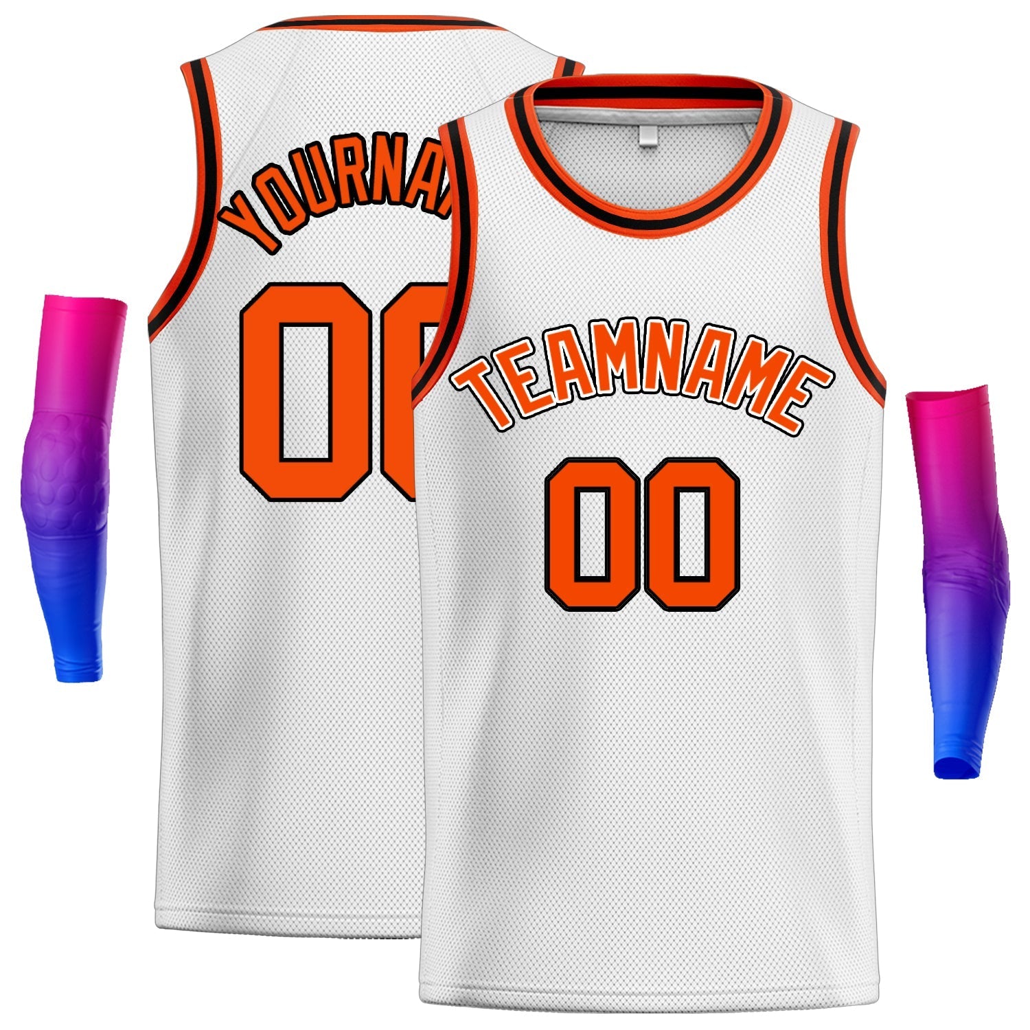 Custom White Orange Classic Tops Breathable Basketball Jersey| KXKSHOP