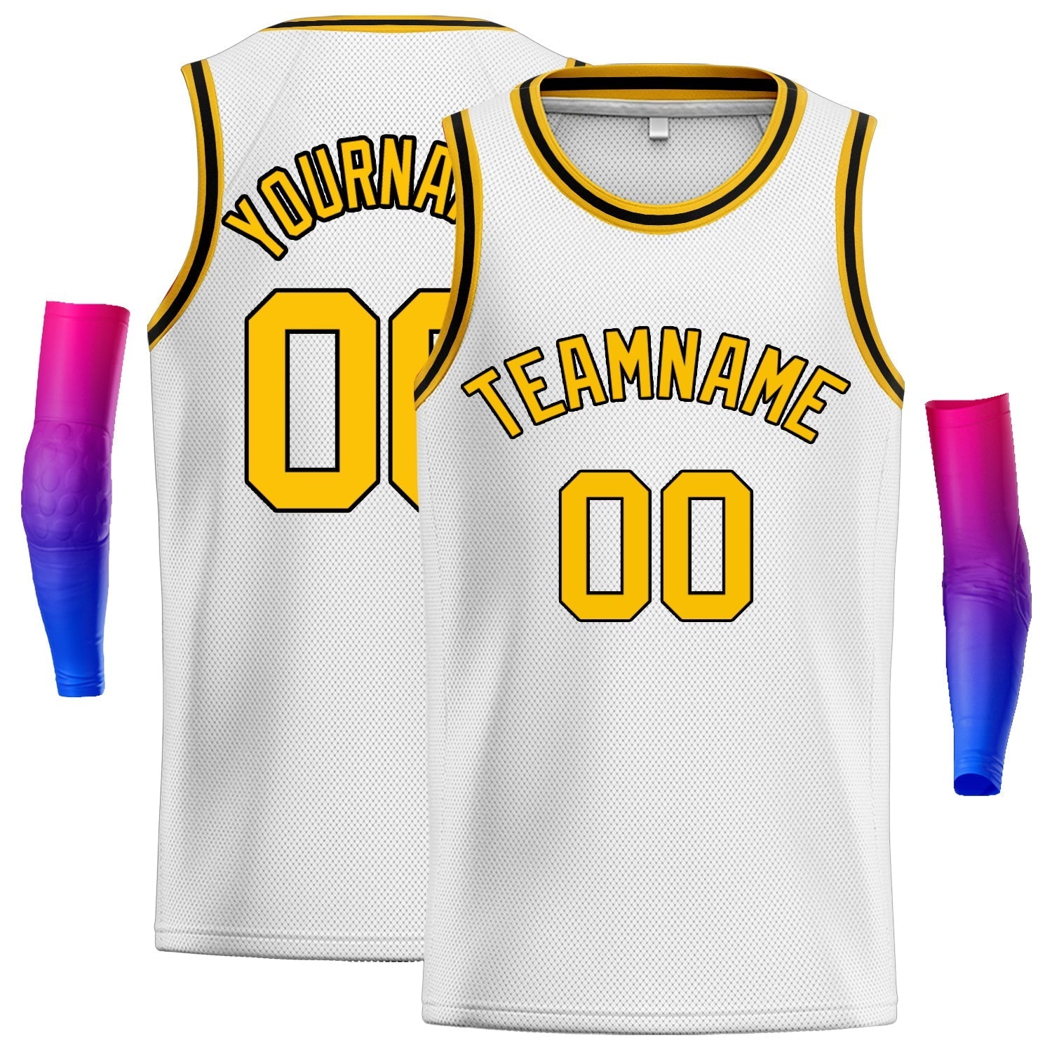 Custom White Gold-Black Classic Tops Authentic Basketball Jersey| KXKSHOP