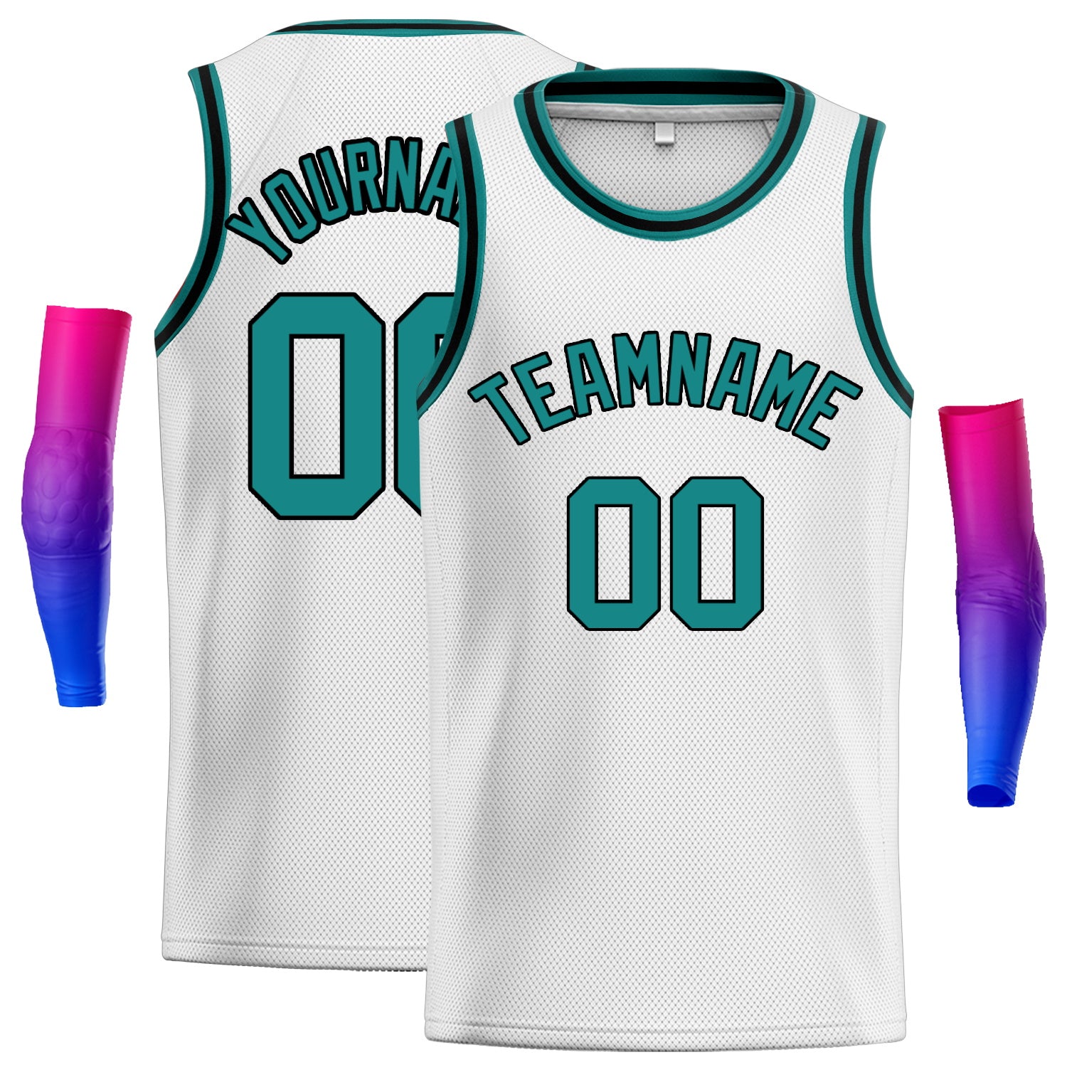 Custom White Teal-Black Classic Tops Fashion Sportwear Basketball Jersey| KXKSHOP