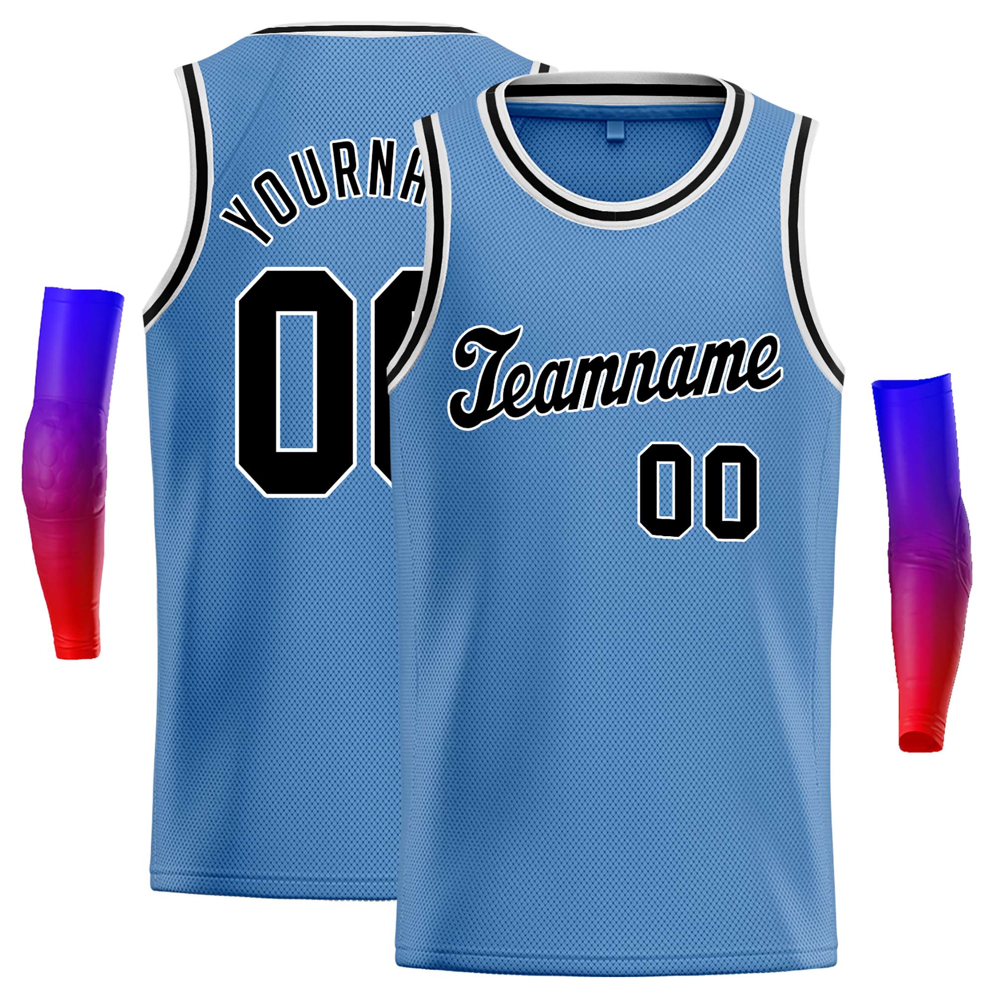 Custom Light Blue Black-White Classic Tops Casual Basketball Jersey
