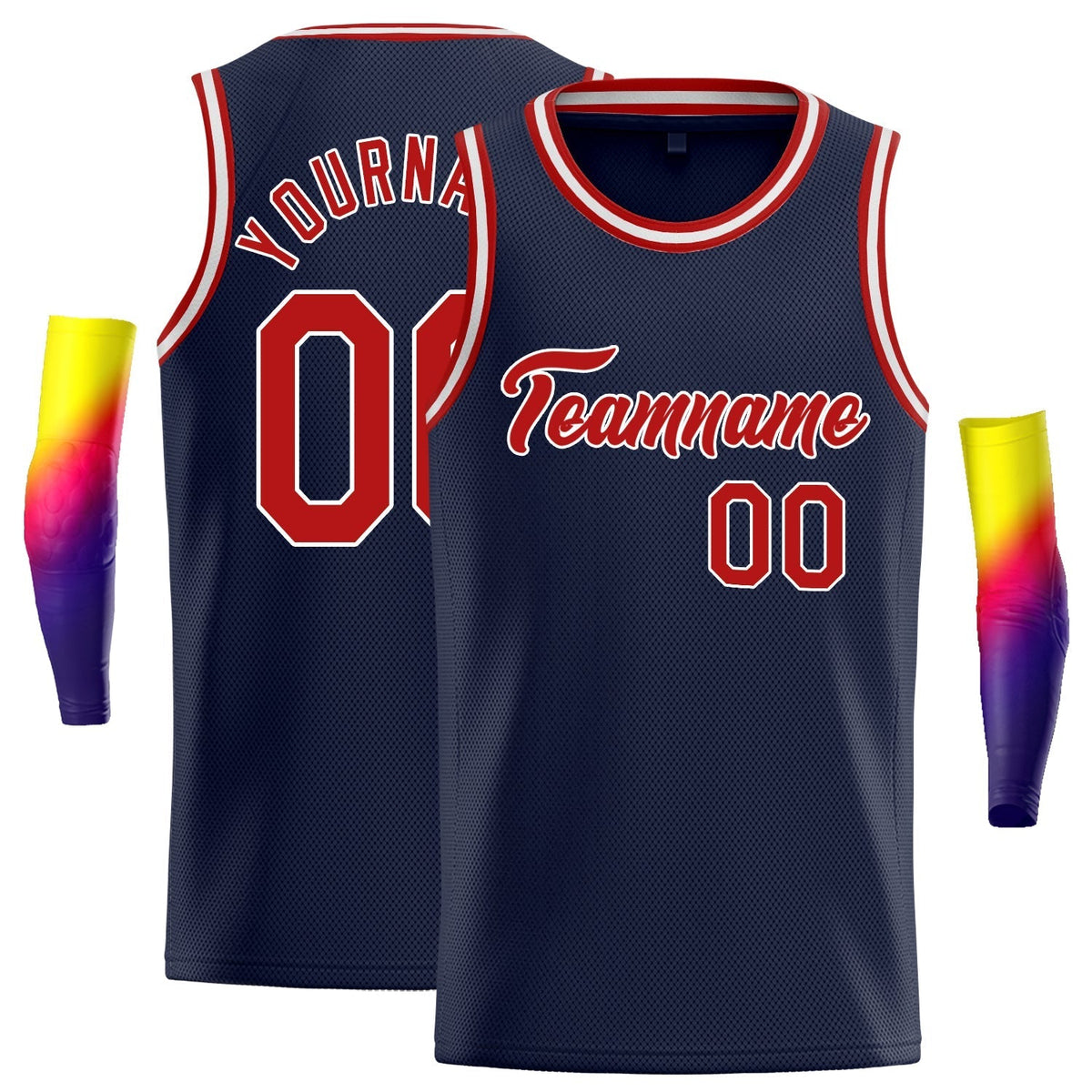 Custom Navy Red-White Classic Tops Sport Vest Basketball Jersey