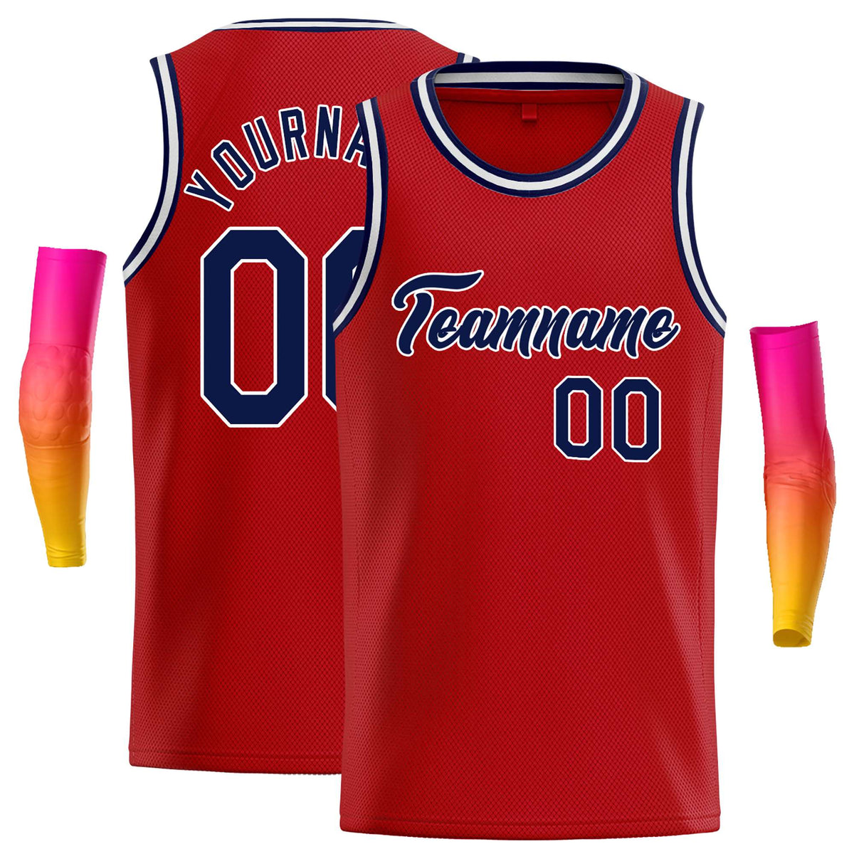Custom Red Navy-White Classic Tops Casual Basketball Jersey