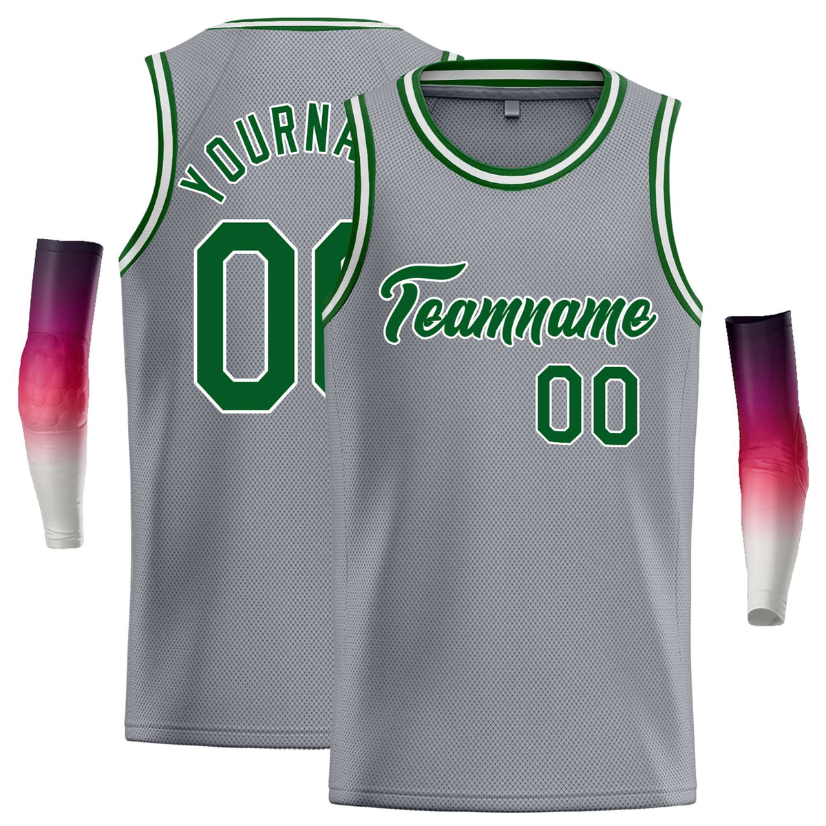 Custom Dark Gray Green-White Classic Tops Casual Basketball Jersey