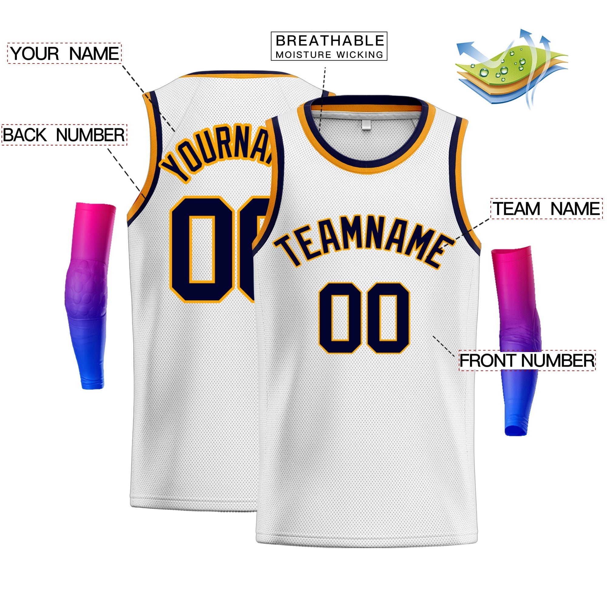 Custom Neon Green White-Navy Classic kits Sports Uniform Basketball Jersey| KXKSHOP