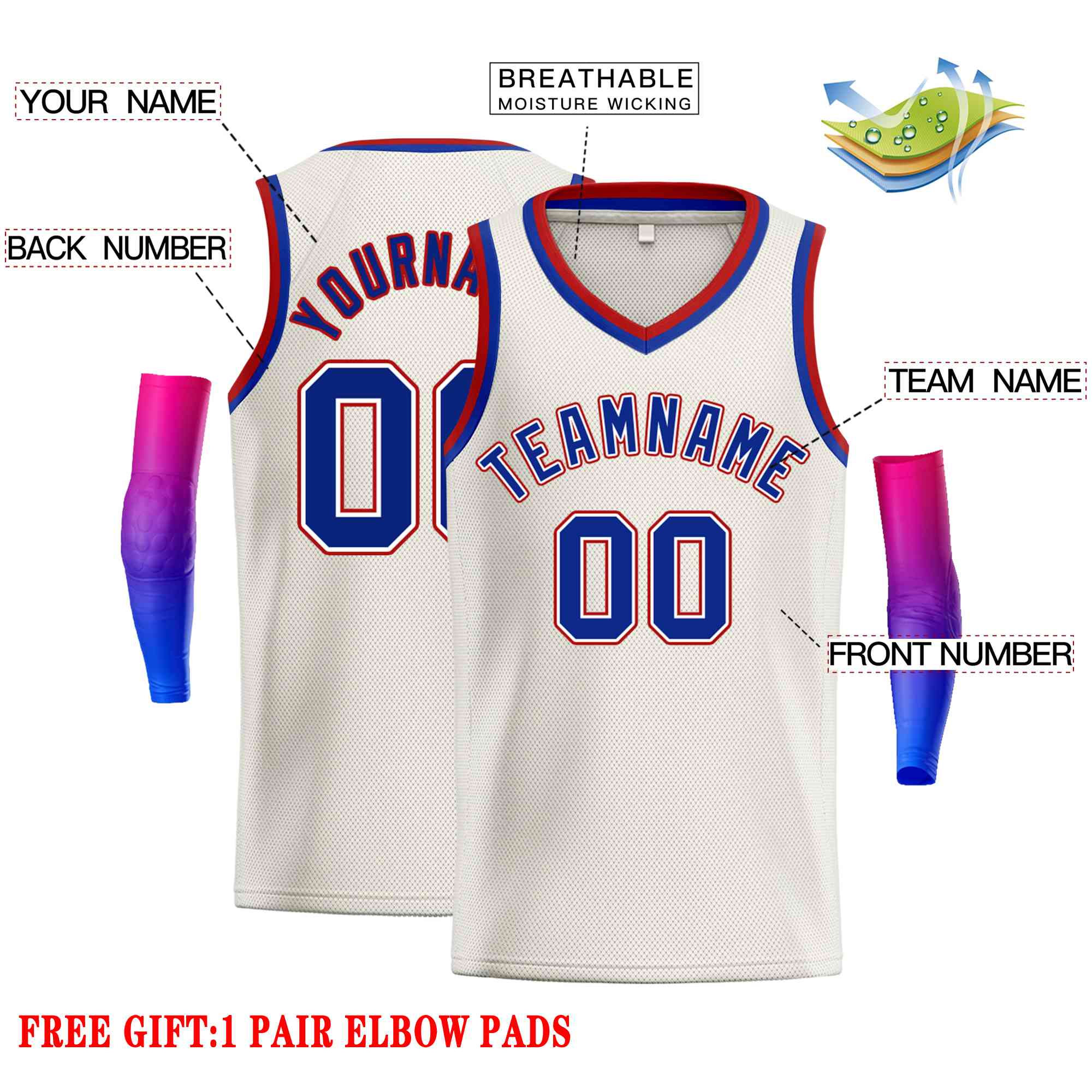 Maillot de basket-ball classique personnalisé crème royal-marron pour homme