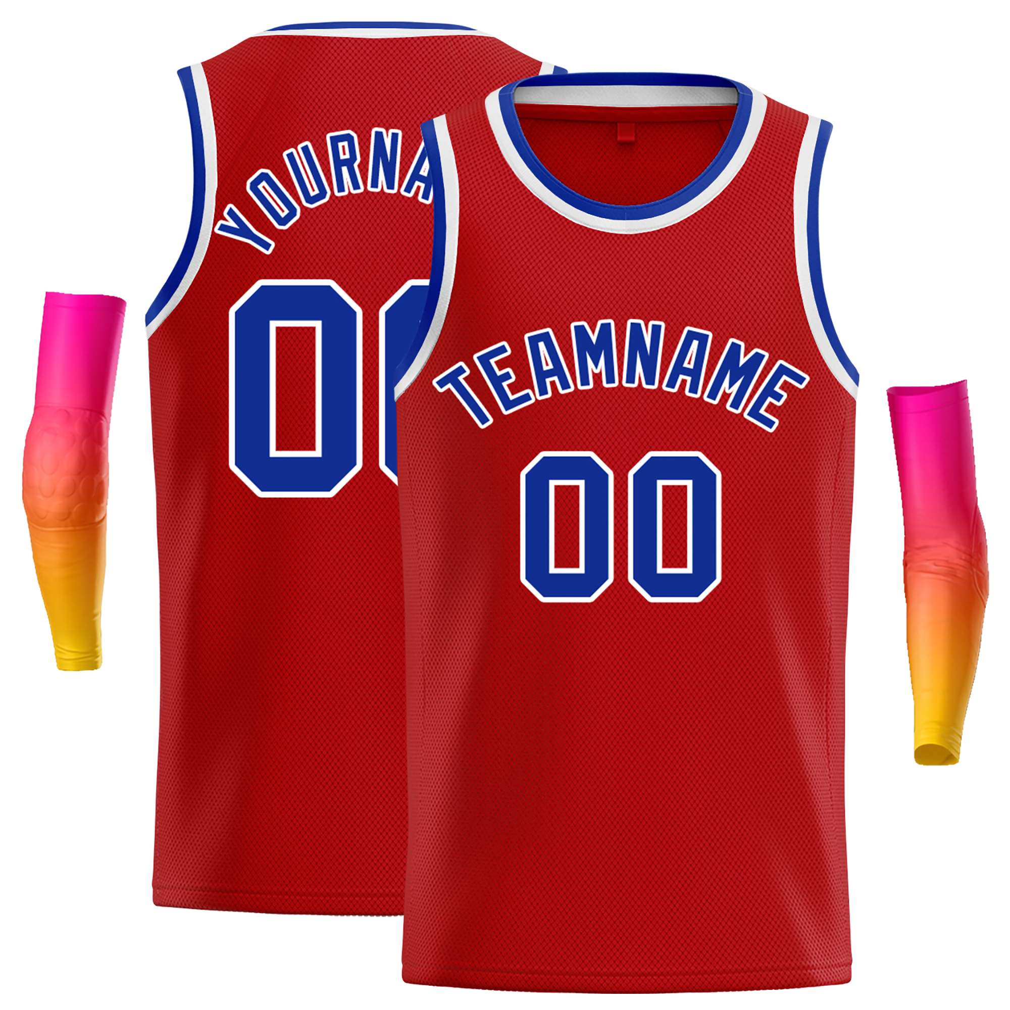 Maillot de basket-ball décontracté classique rouge royal-blanc personnalisé
