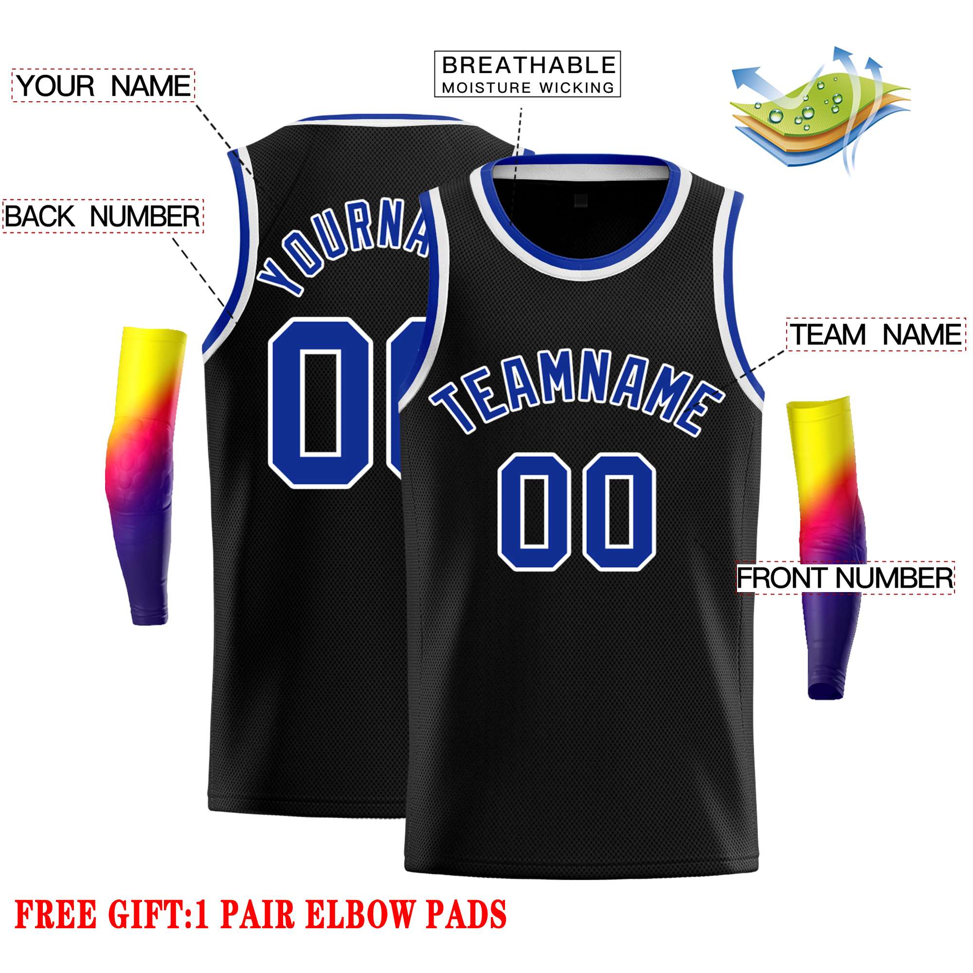Maillot de basket-ball décontracté classique noir et blanc personnalisé
