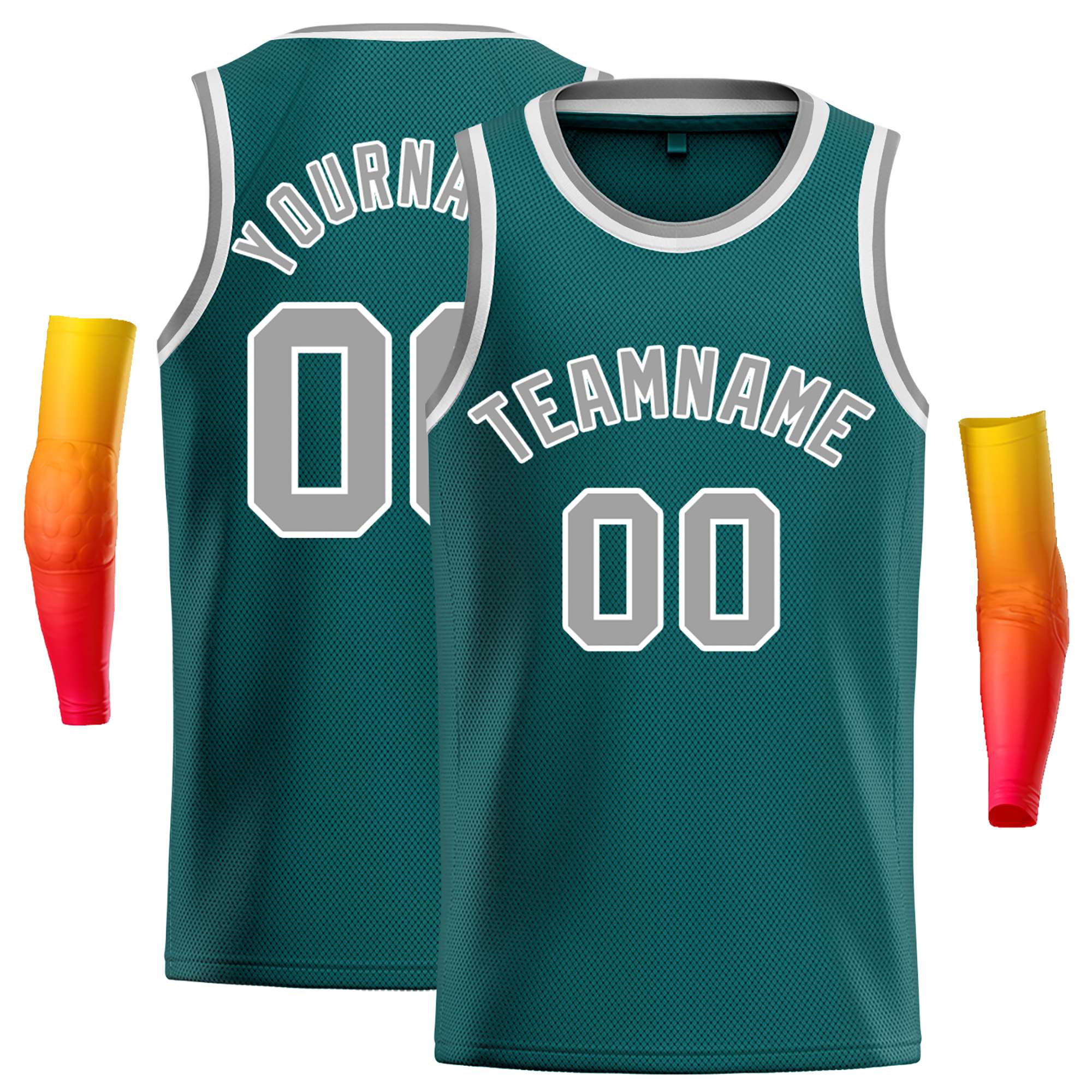 Maillot de basket-ball décontracté classique gris-blanc personnalisé