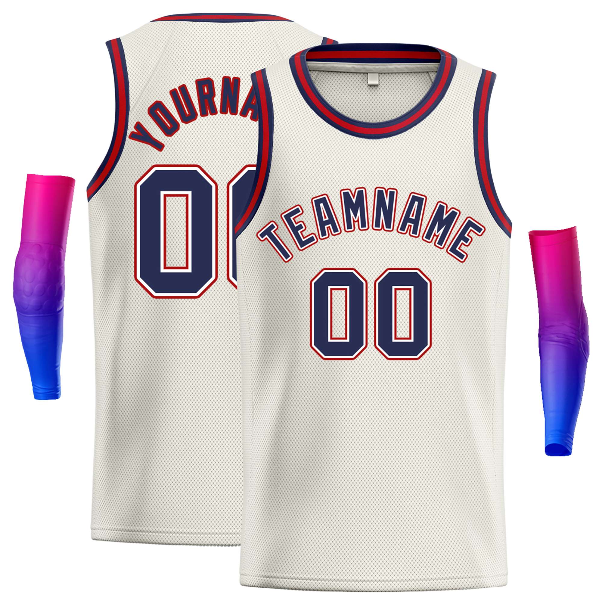 Maillot de basket-ball décontracté classique bleu marine et rouge personnalisé