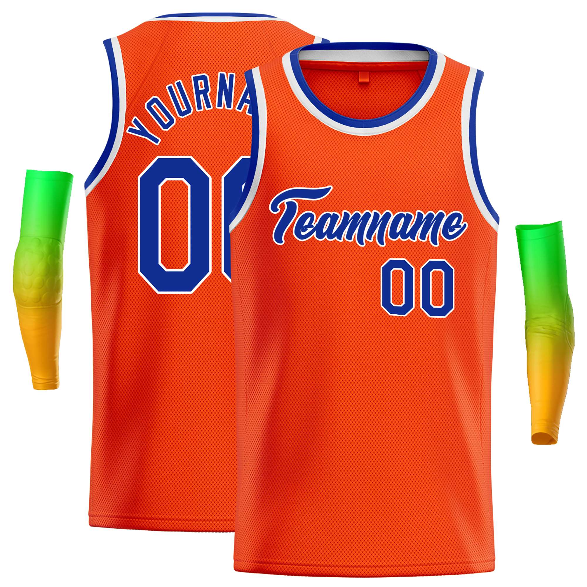 Maillot de basket-ball décontracté personnalisé orange royal-blanc classique