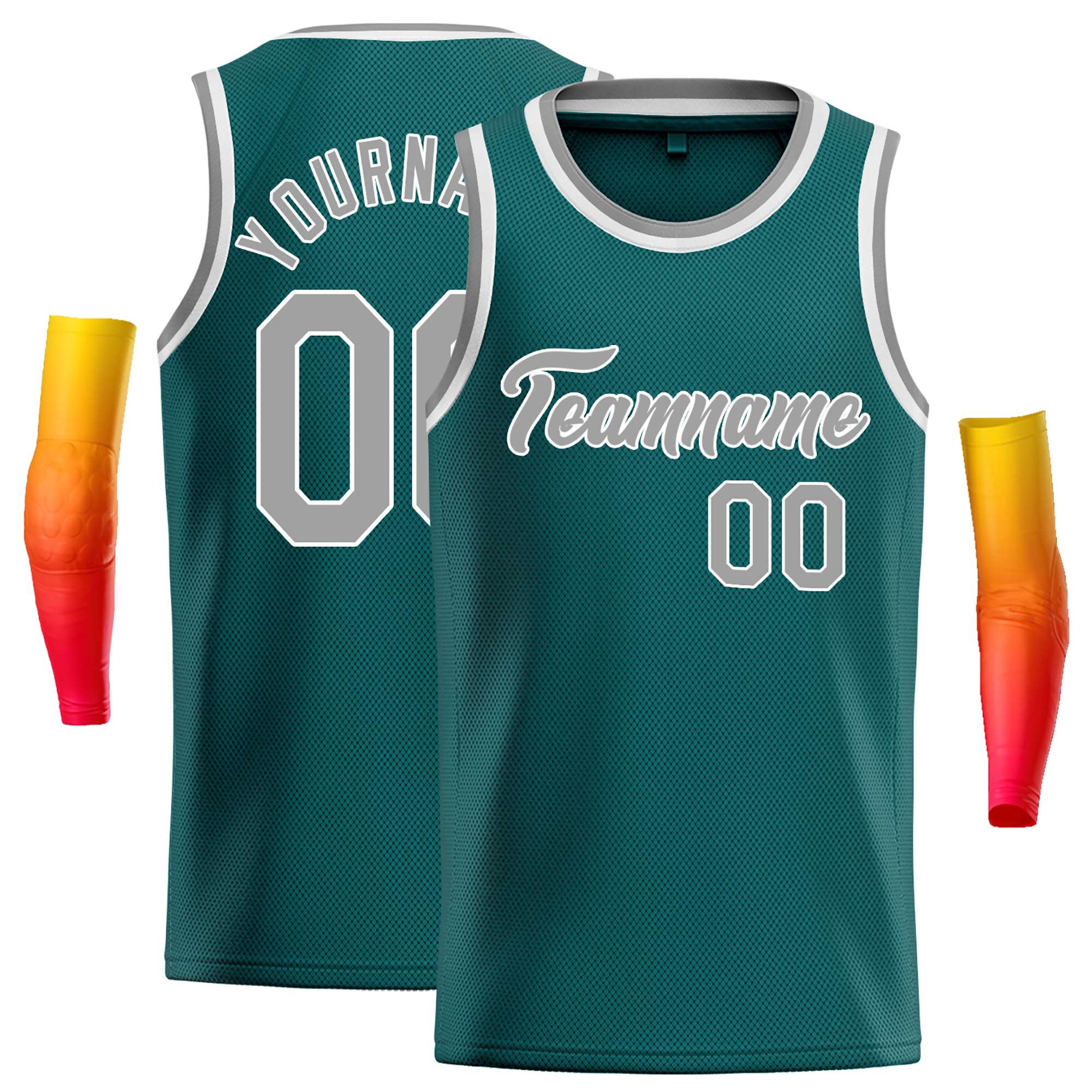 Maillot de basket-ball décontracté classique gris-blanc personnalisé