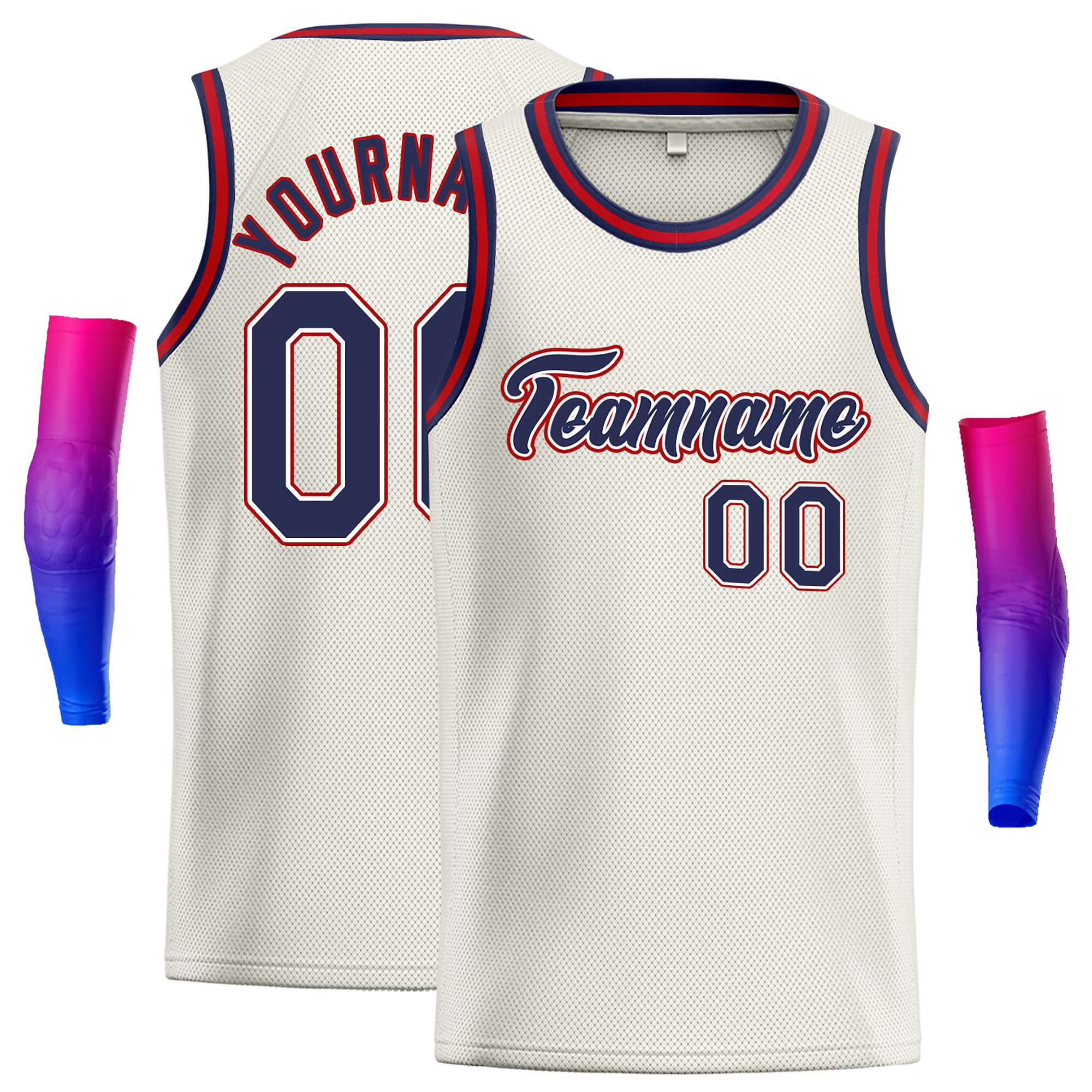 Maillot de basket-ball décontracté classique bleu marine et rouge personnalisé
