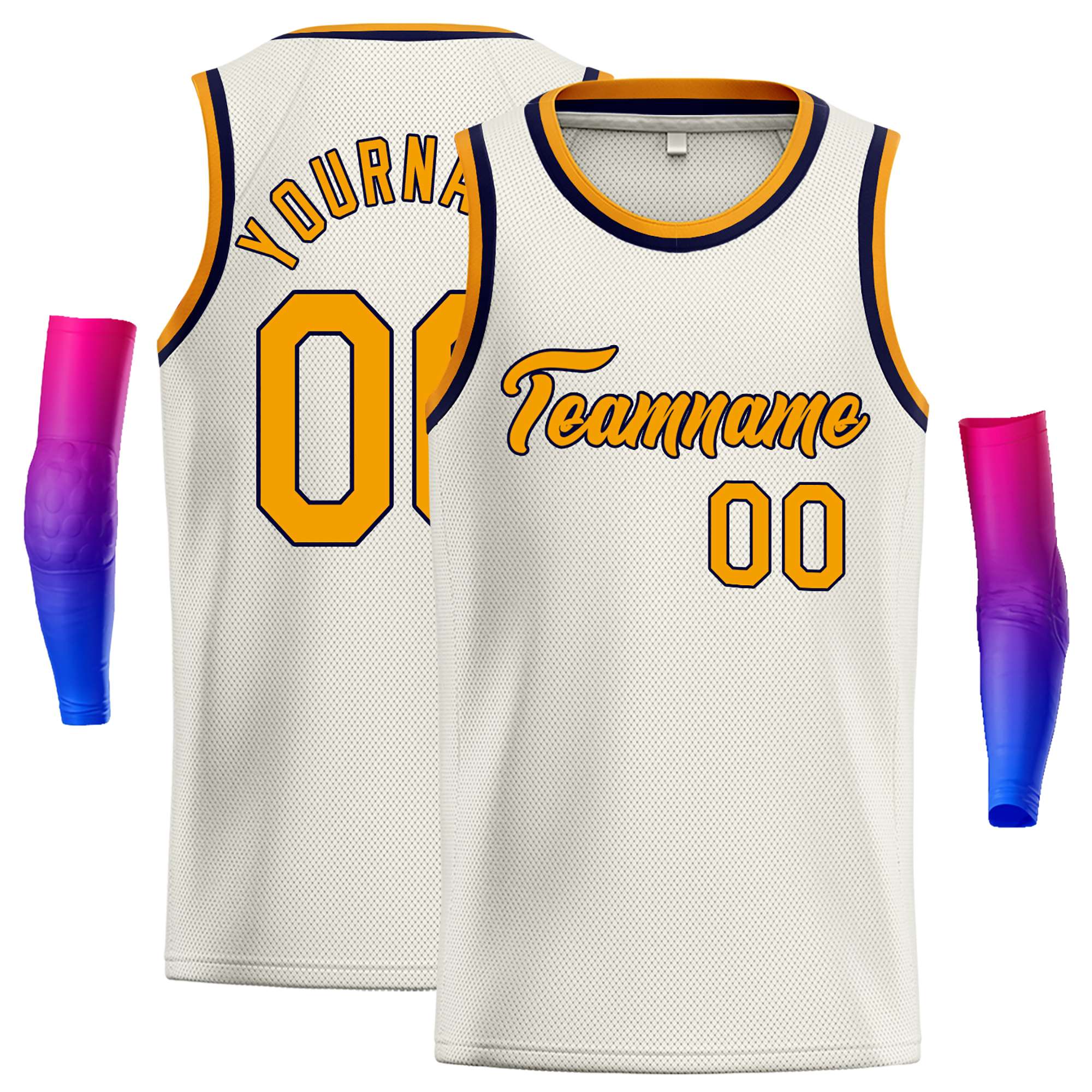 Maillot de basket-ball décontracté classique jaune-noir personnalisé