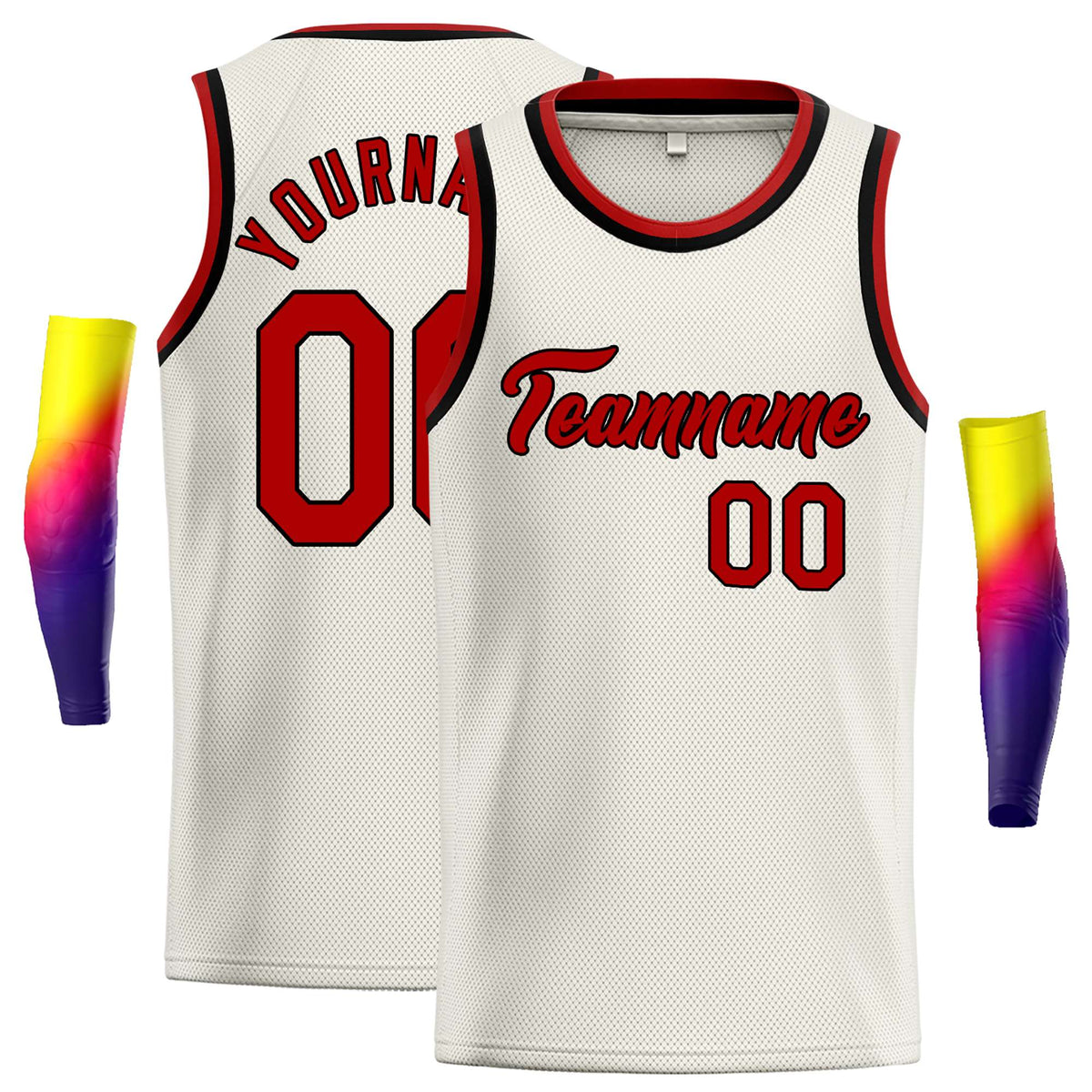 Custom Cream Red-Black Classic Tops Casual Basketball Jersey