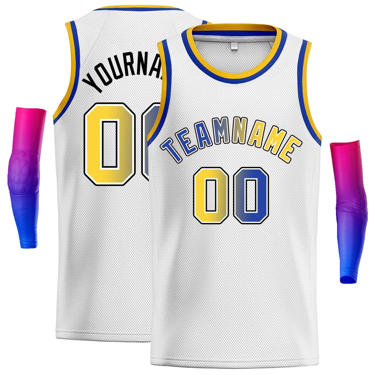 Custom White Royal-Black Classic Tops Fonts Gradient Fashion Tops Men Casual Basketball Jersey