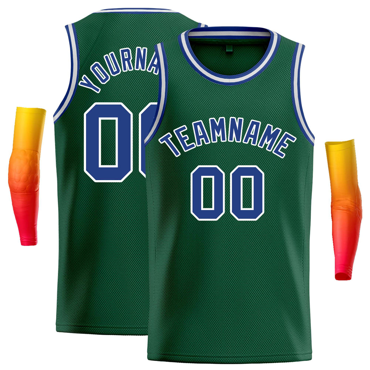 Custom Green Royal-White Classic Tops Casual Basketball Jersey
