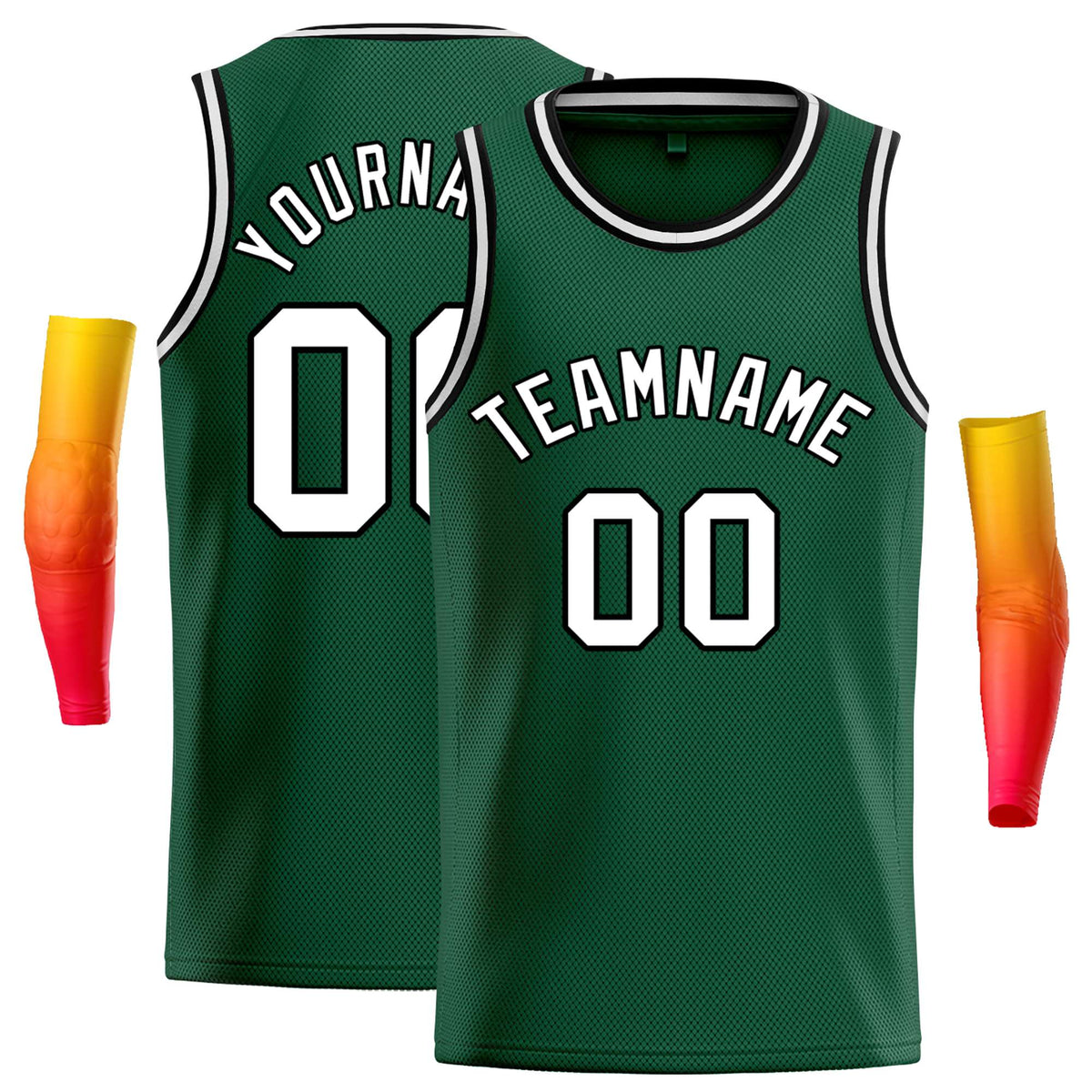 Custom Green White-Black Classic Tops Casual Basketball Jersey
