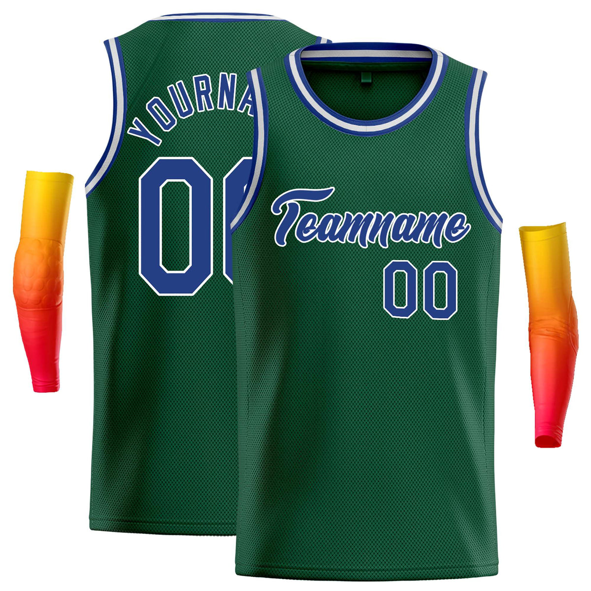 Custom Green Royal-White Classic Tops Casual Basketball Jersey